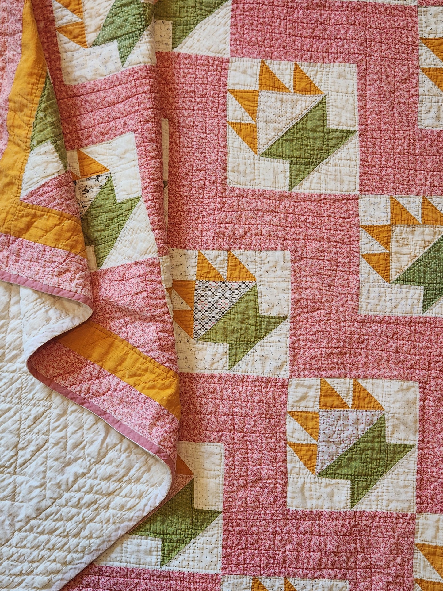 Antique Cactus Basket Quilt c1890