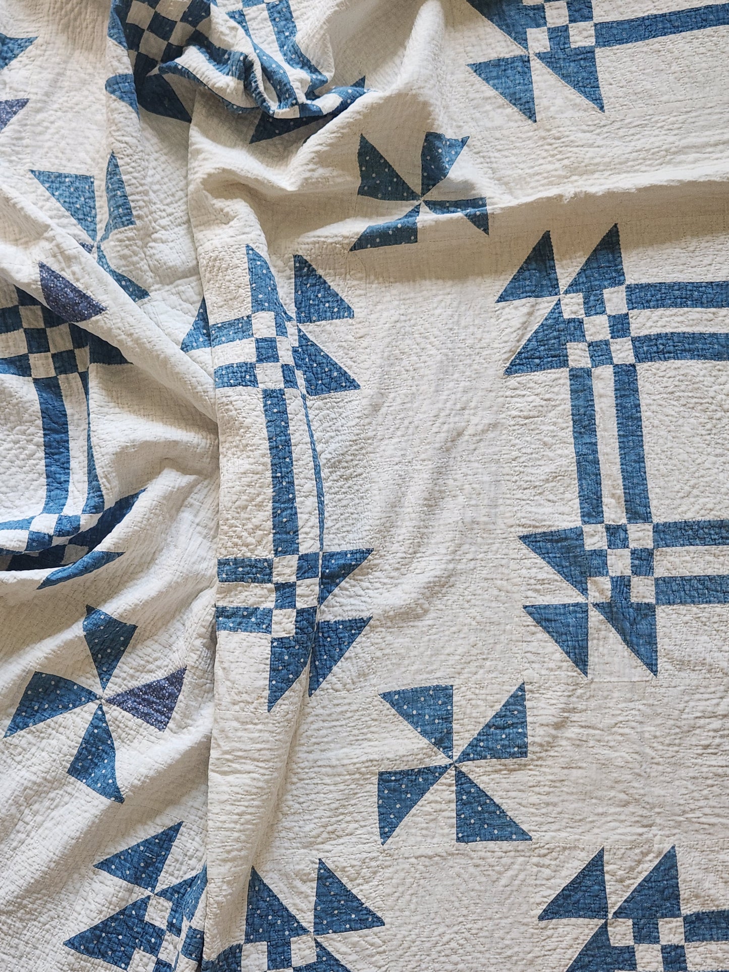 Antique Blue & White Missouri Puzzle Quilt