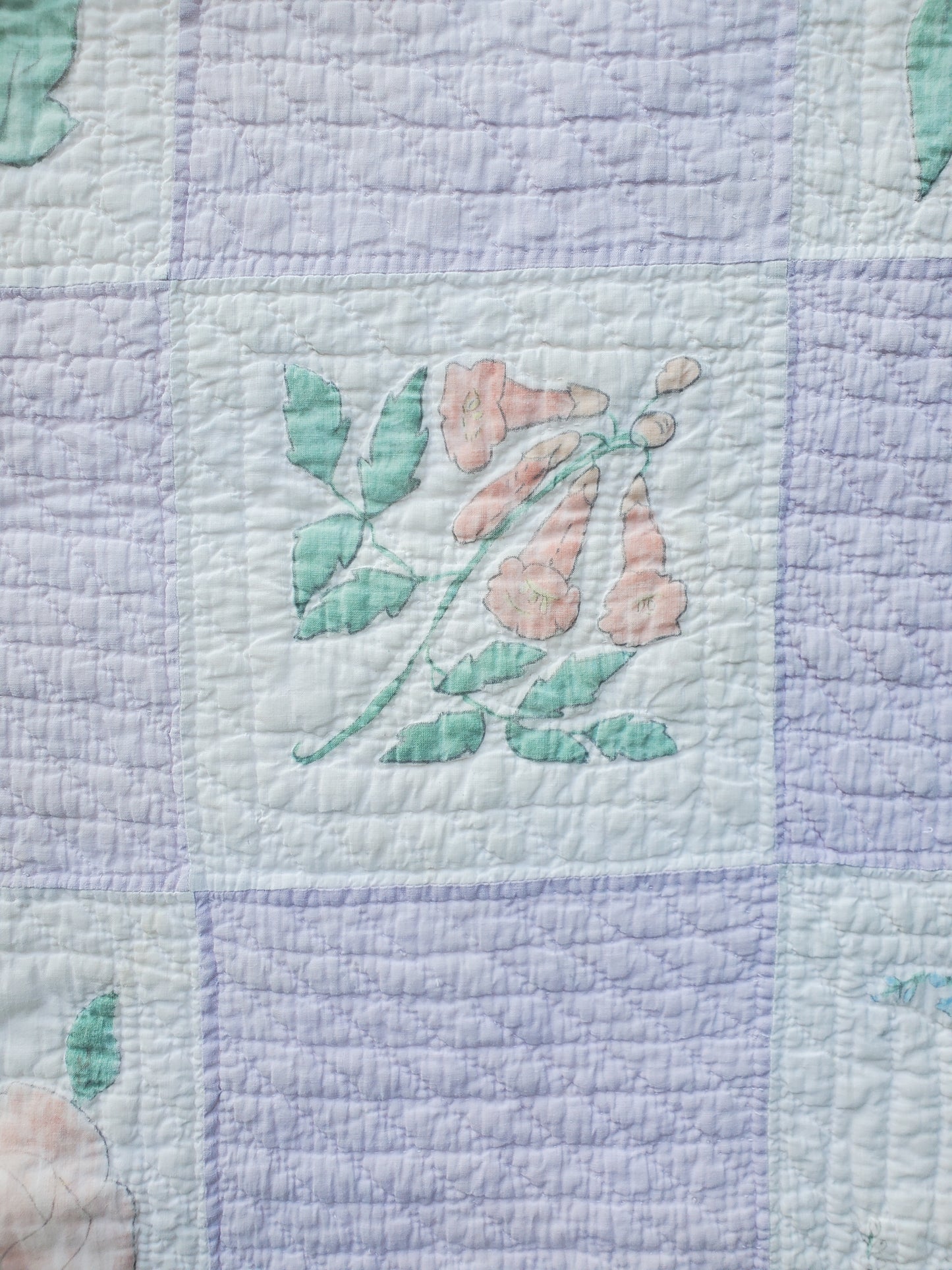 Hand Painted Floral Vintage Quilt