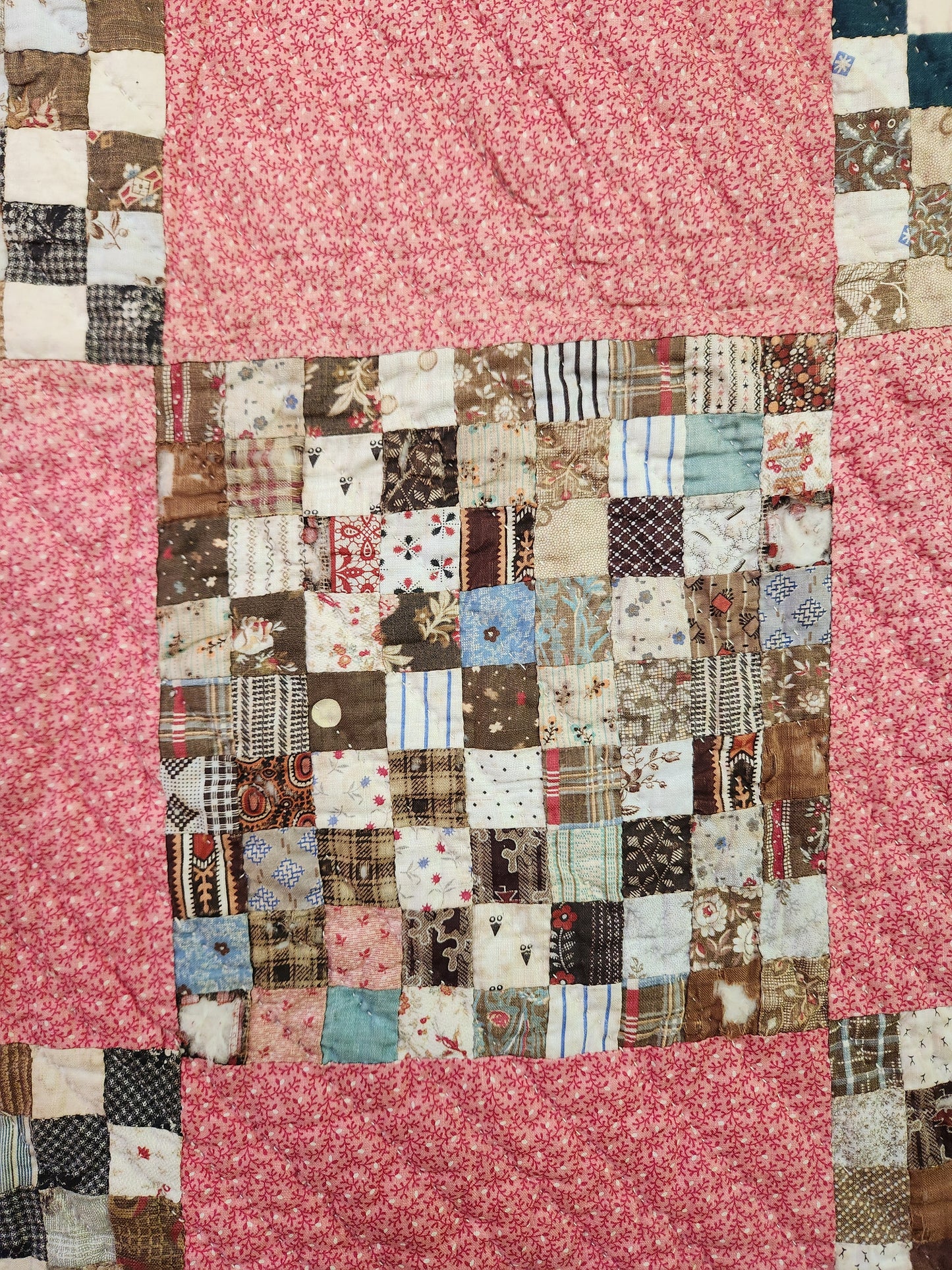 Inscribed Antique Postage Stamp Quilt c1911