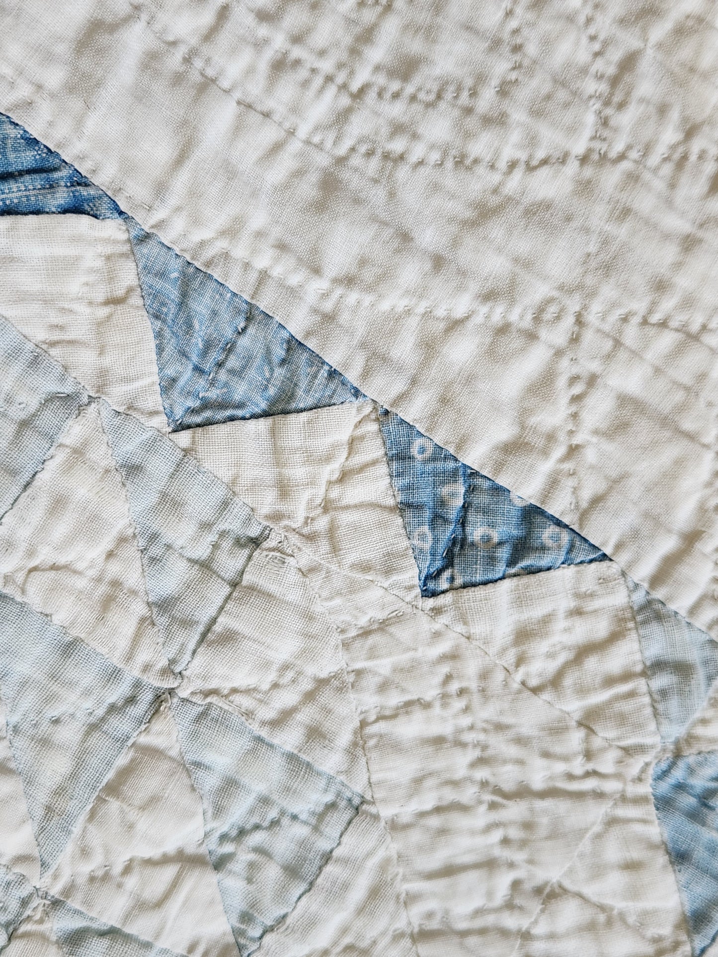 Well-Loved Antique Ocean Waves Quilt c1900