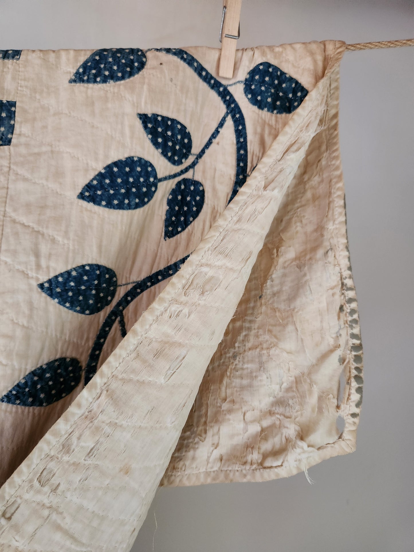 Blue and White 19th Century Antique Patchwork Quilt