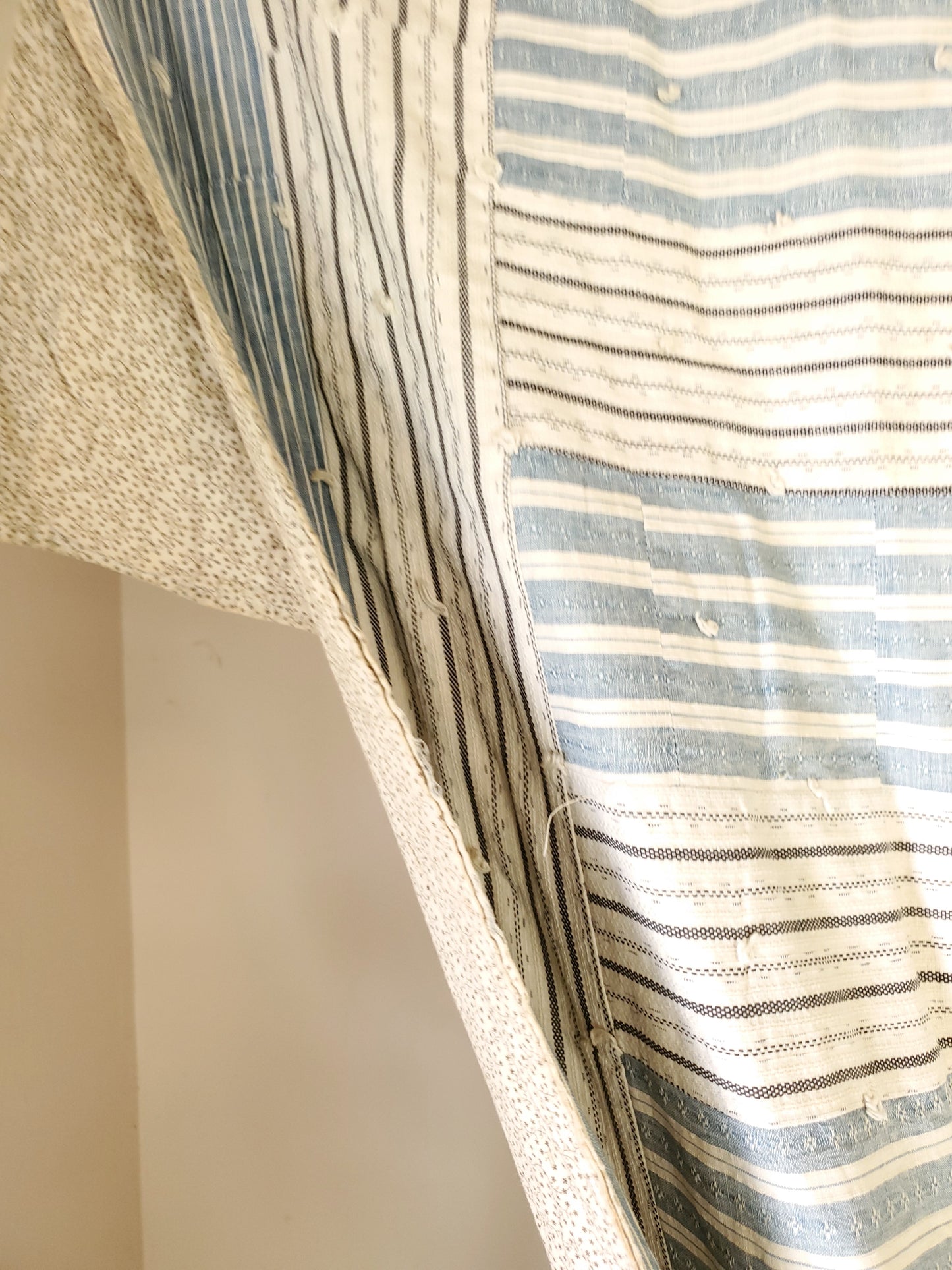 Hand Tied Shirting Quilt c1920