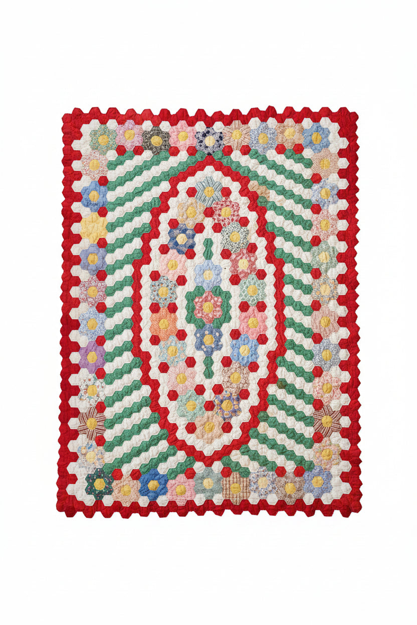 Vintage Hexagon Medallion Quilt