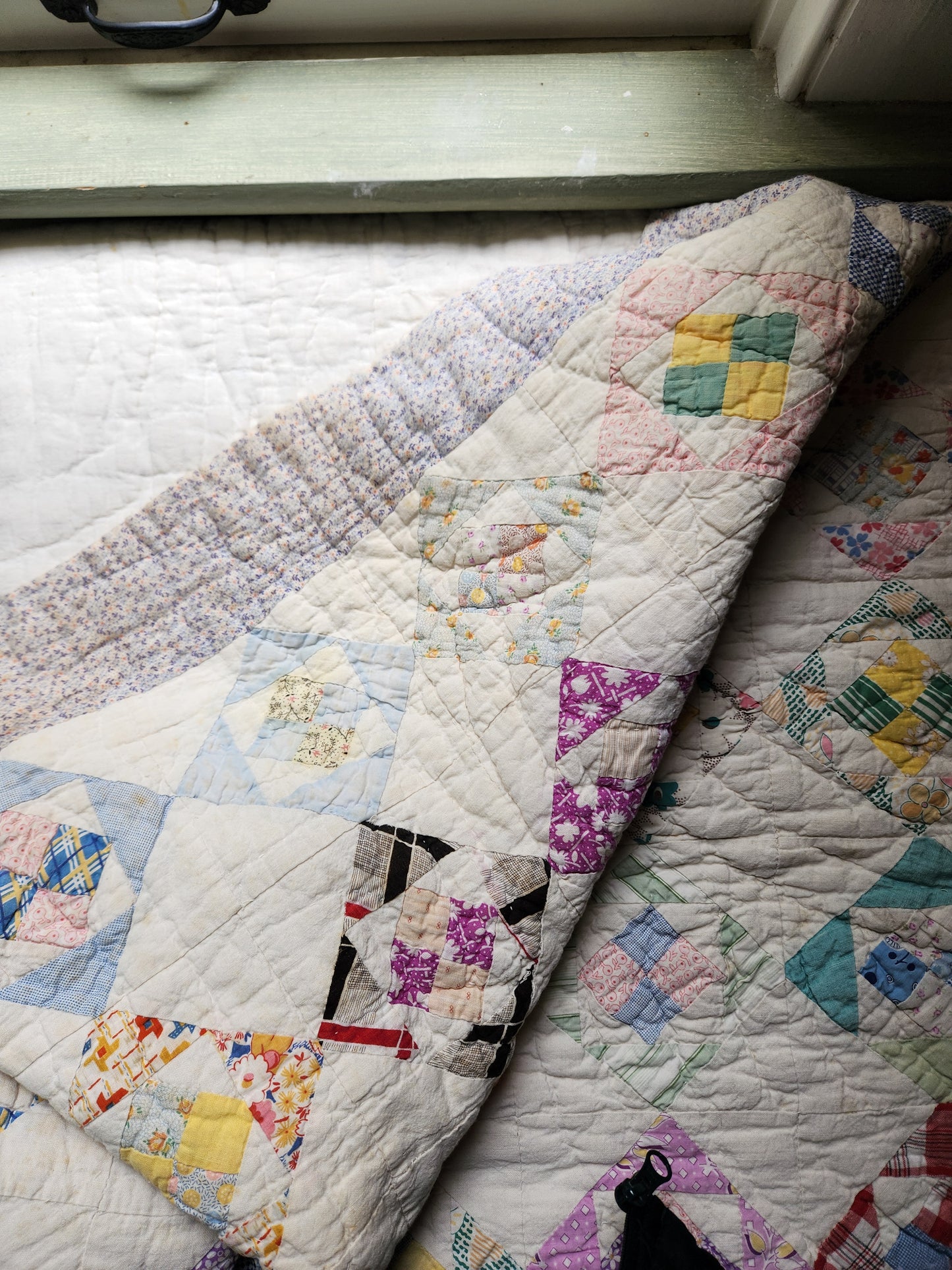 Vintage Patchwork Feed Sack Quilt c1940