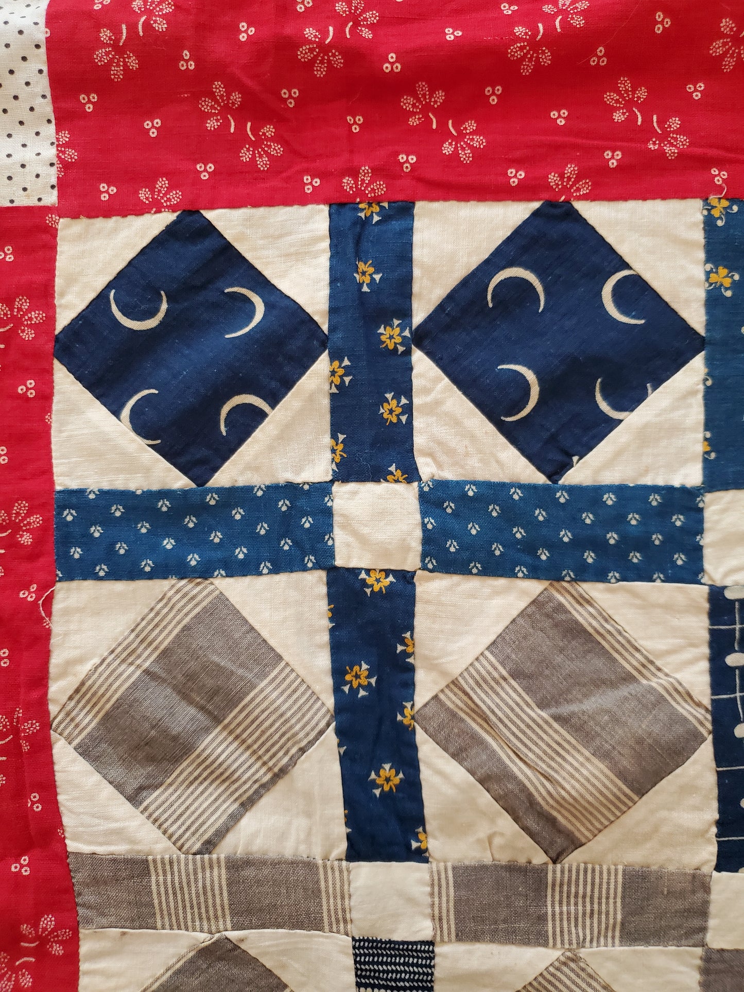 Red White & Blue Antique Quilt Top, ca 1900