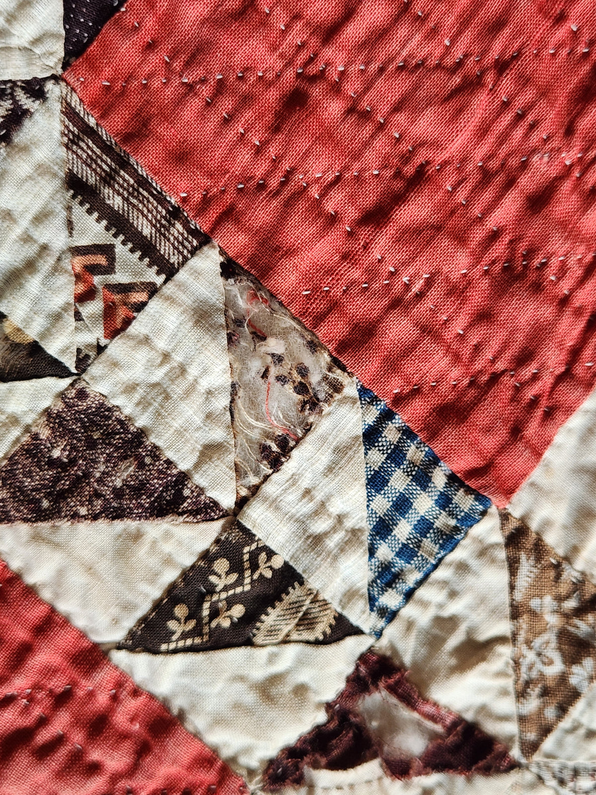 Antique Turkey Red Ocean Waves Quilt c1880