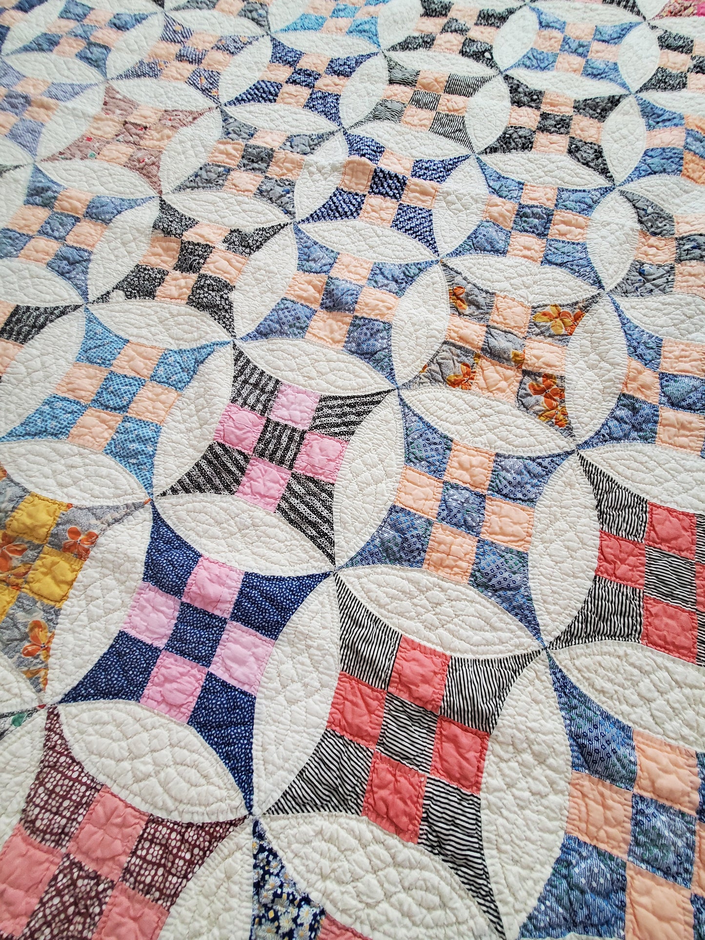 Improved 9 Patch Vintage Quilt, ca 1930