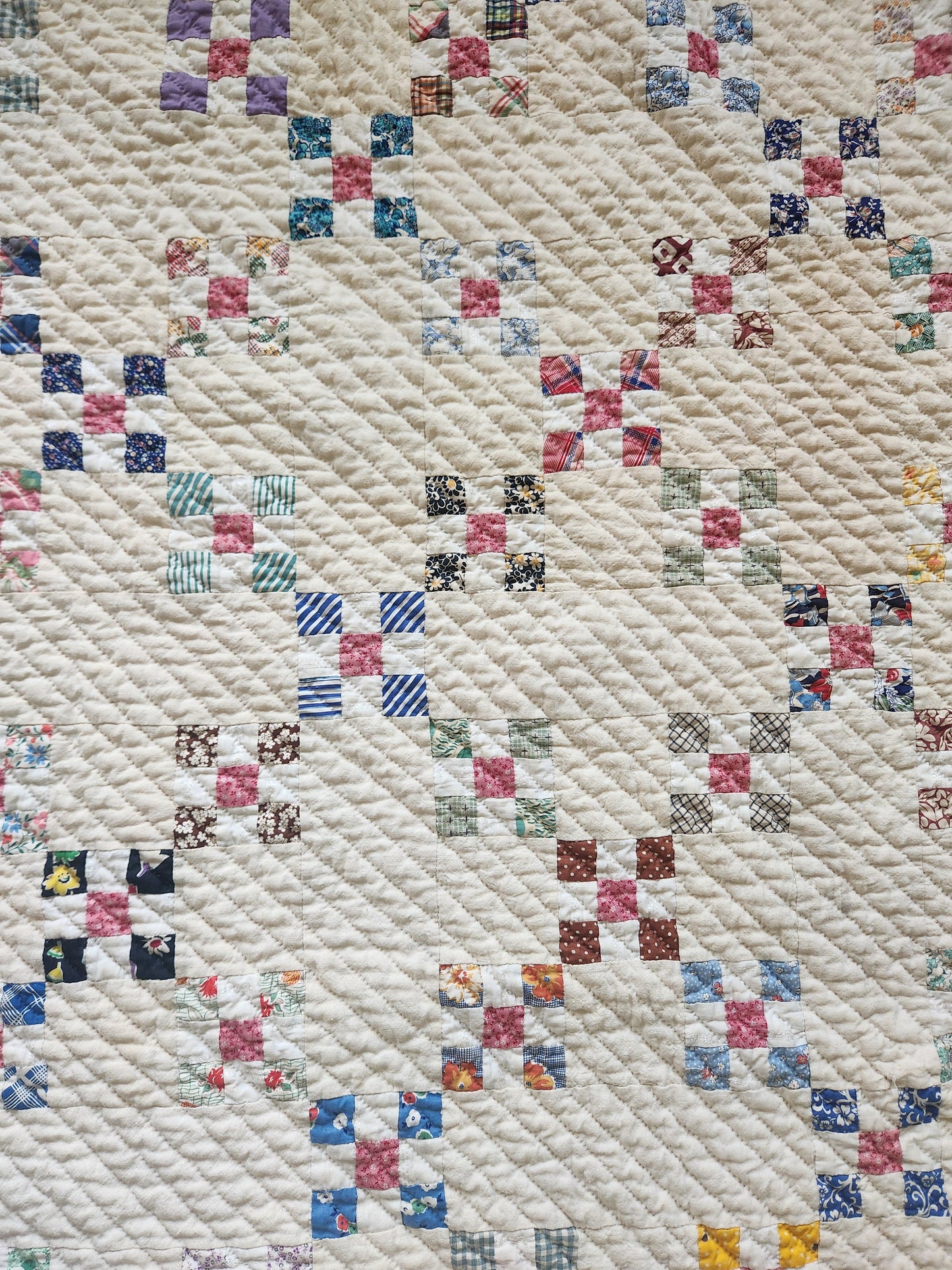 Vintage 9 Patch Variation Feed Sack Quilt