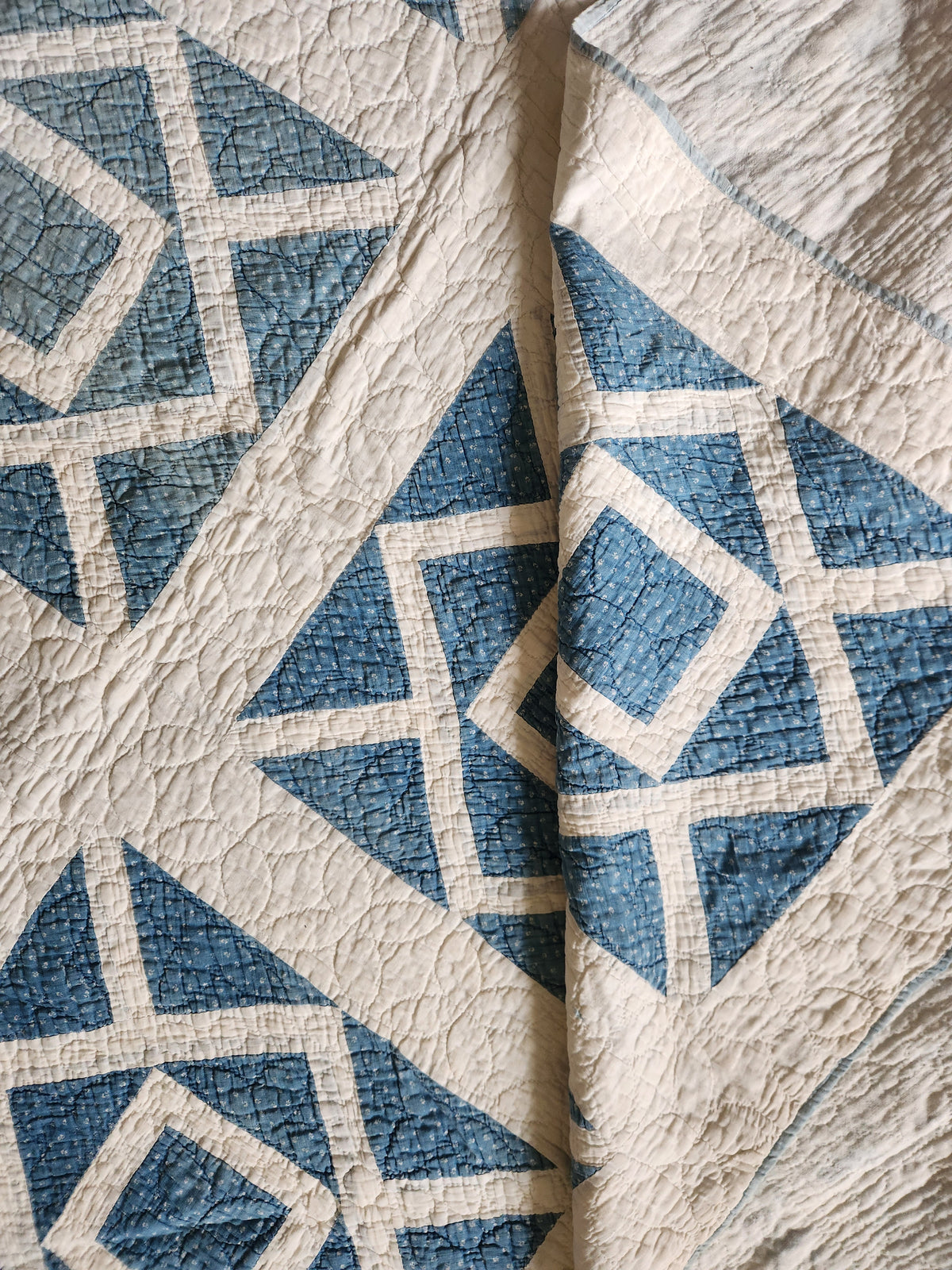 Blue & White Antique Quilt c1900