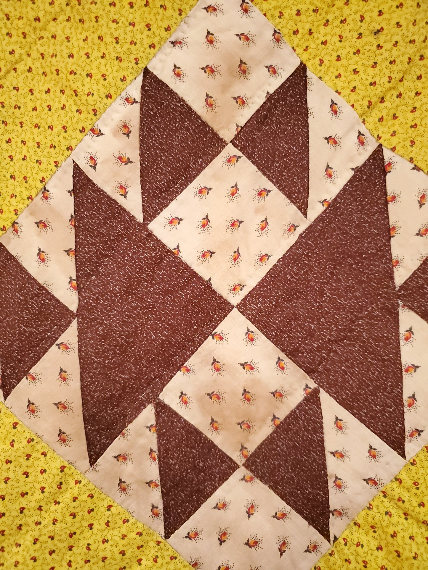 Yellow Calico Antique Quilt