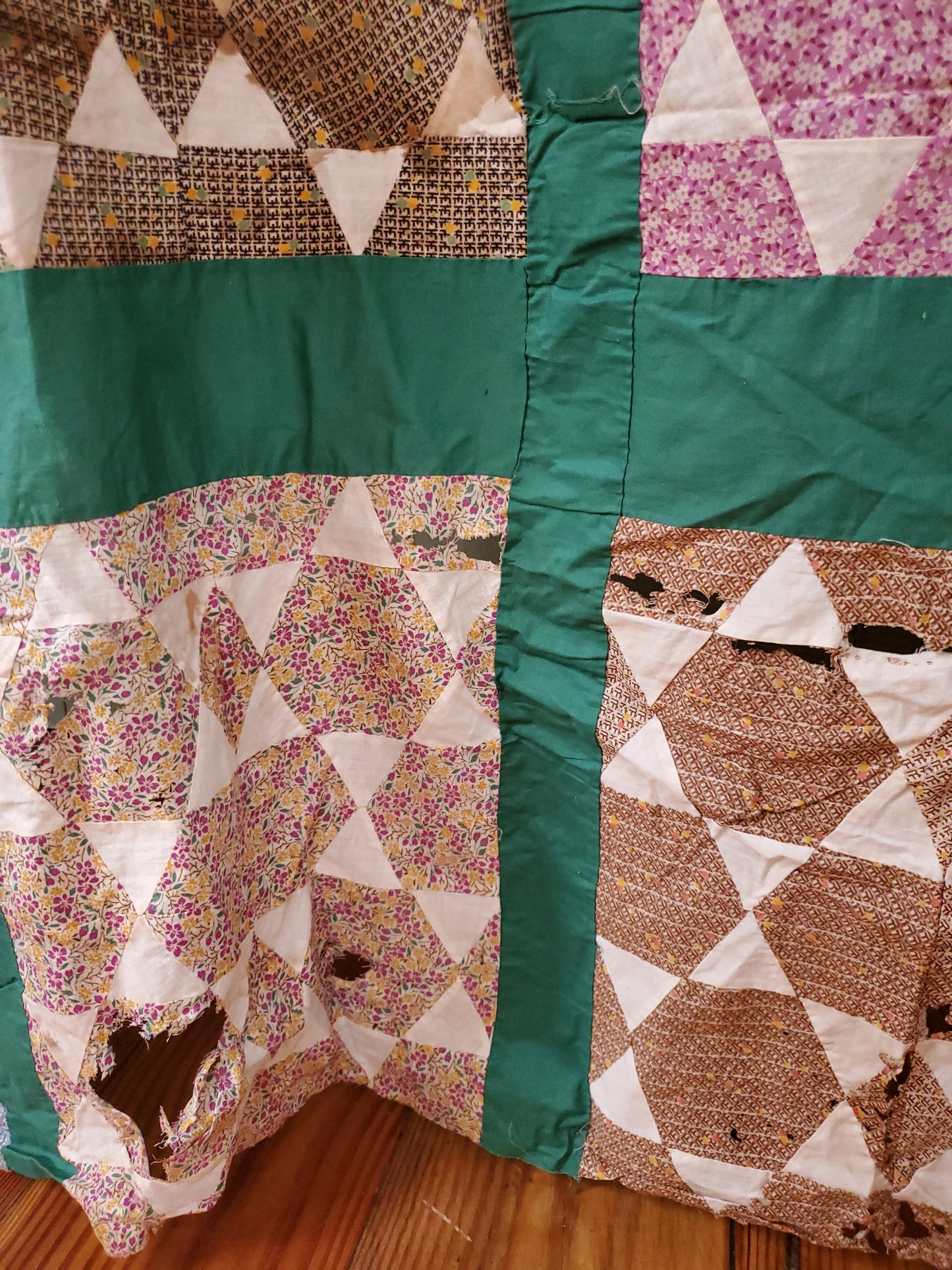 Vintage Hexagon Star Quilt Top, ca 1930