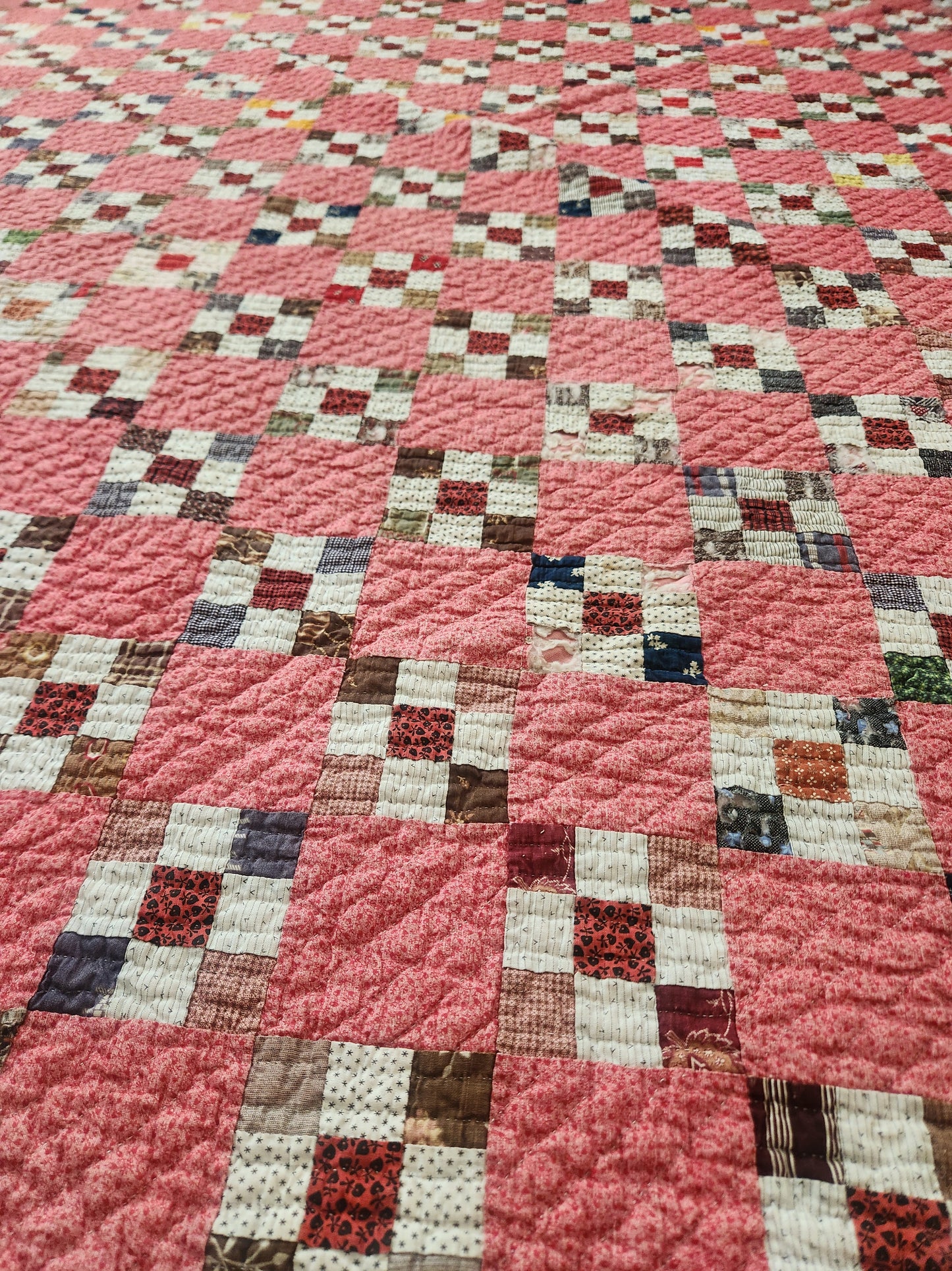 Nine Patch Antique Quilt C1880
