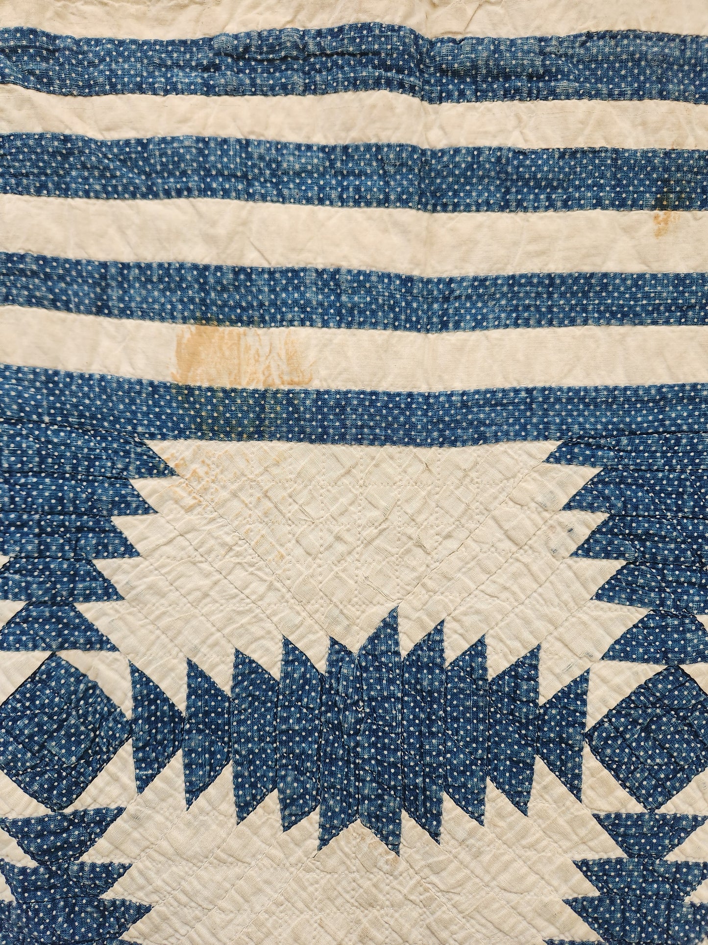 Antique Indigo & White Pineapple Quilt