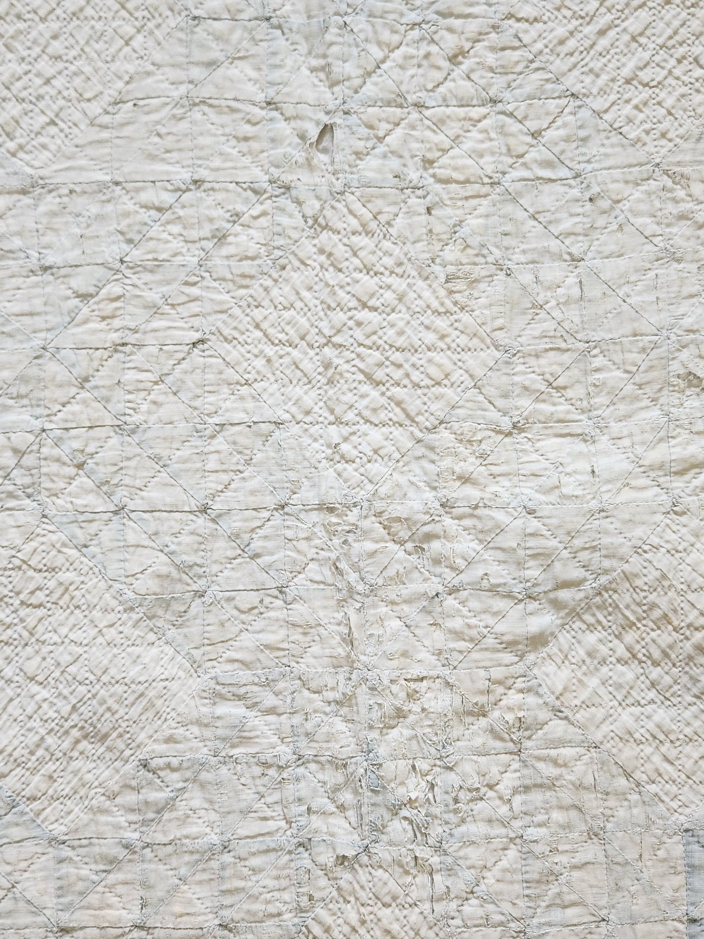 Well-Loved Antique Ocean Waves Quilt c1900