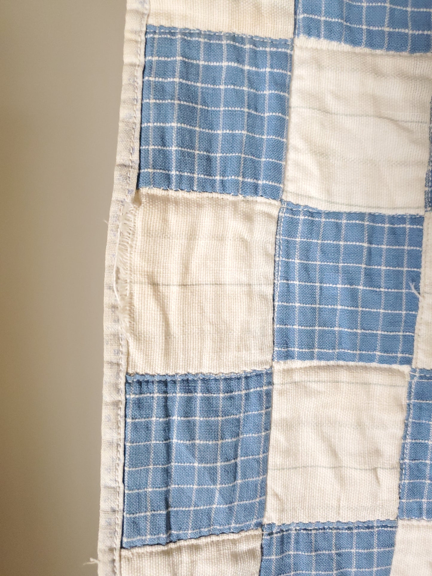 Blue & White Antique Patchwork Crib Quilt