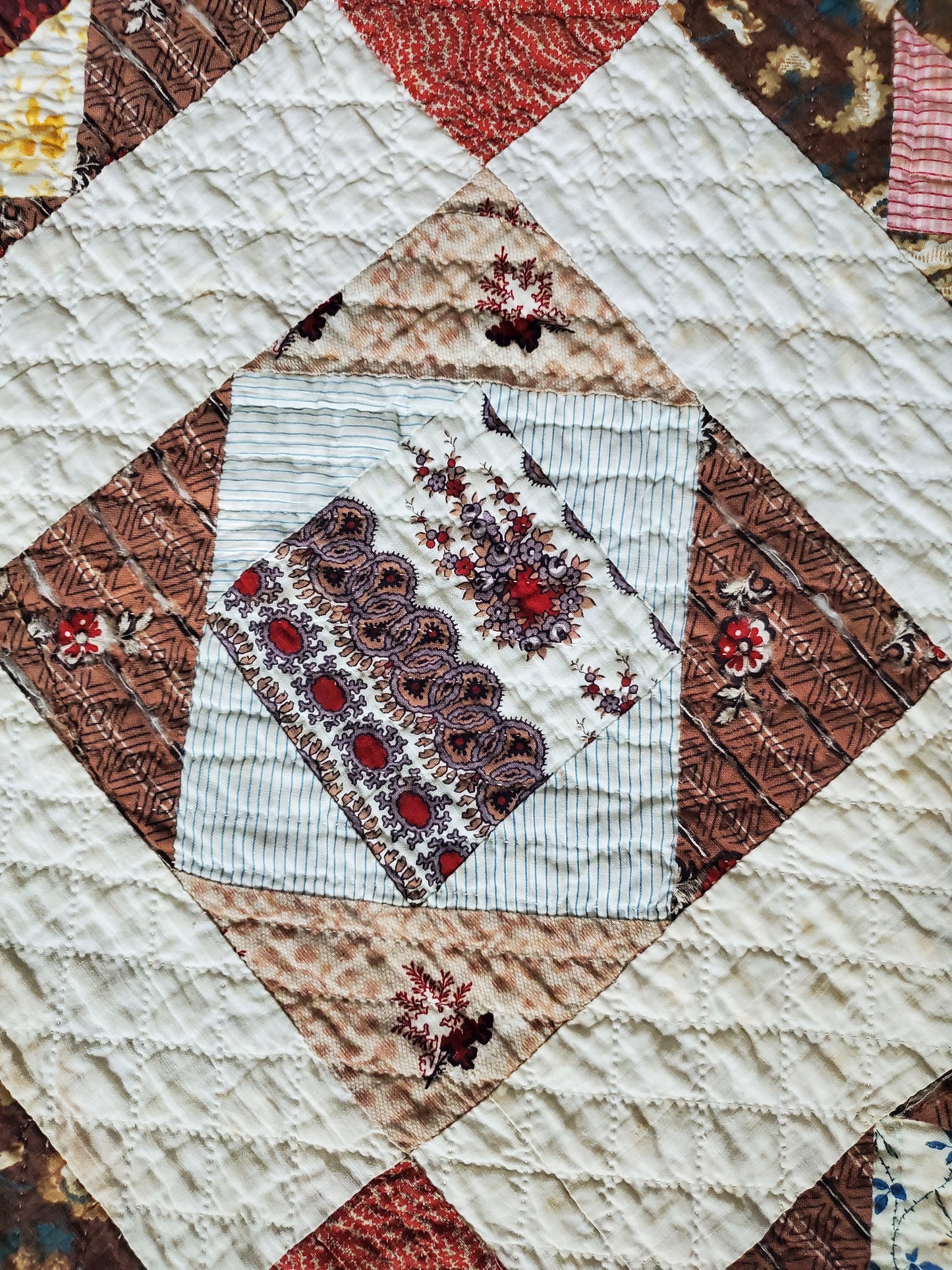 19th Century Square in a Square Antique Quilt