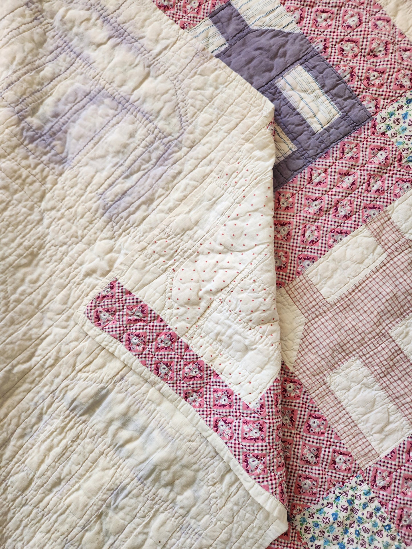 1930’s Feed Sack Log Cabin/School House Quilt