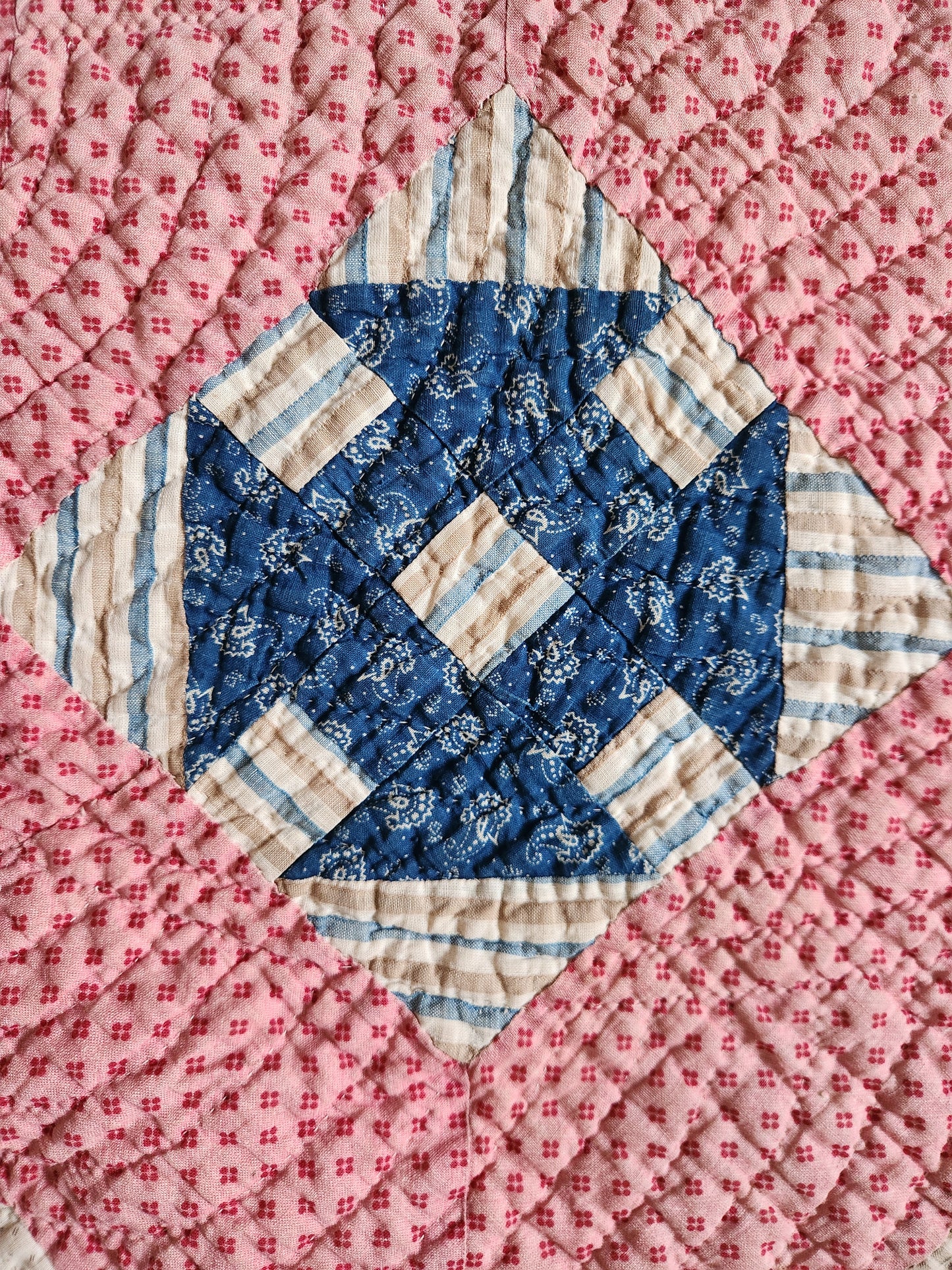 Antique Hole the Barn Patchwork Quilt c1900