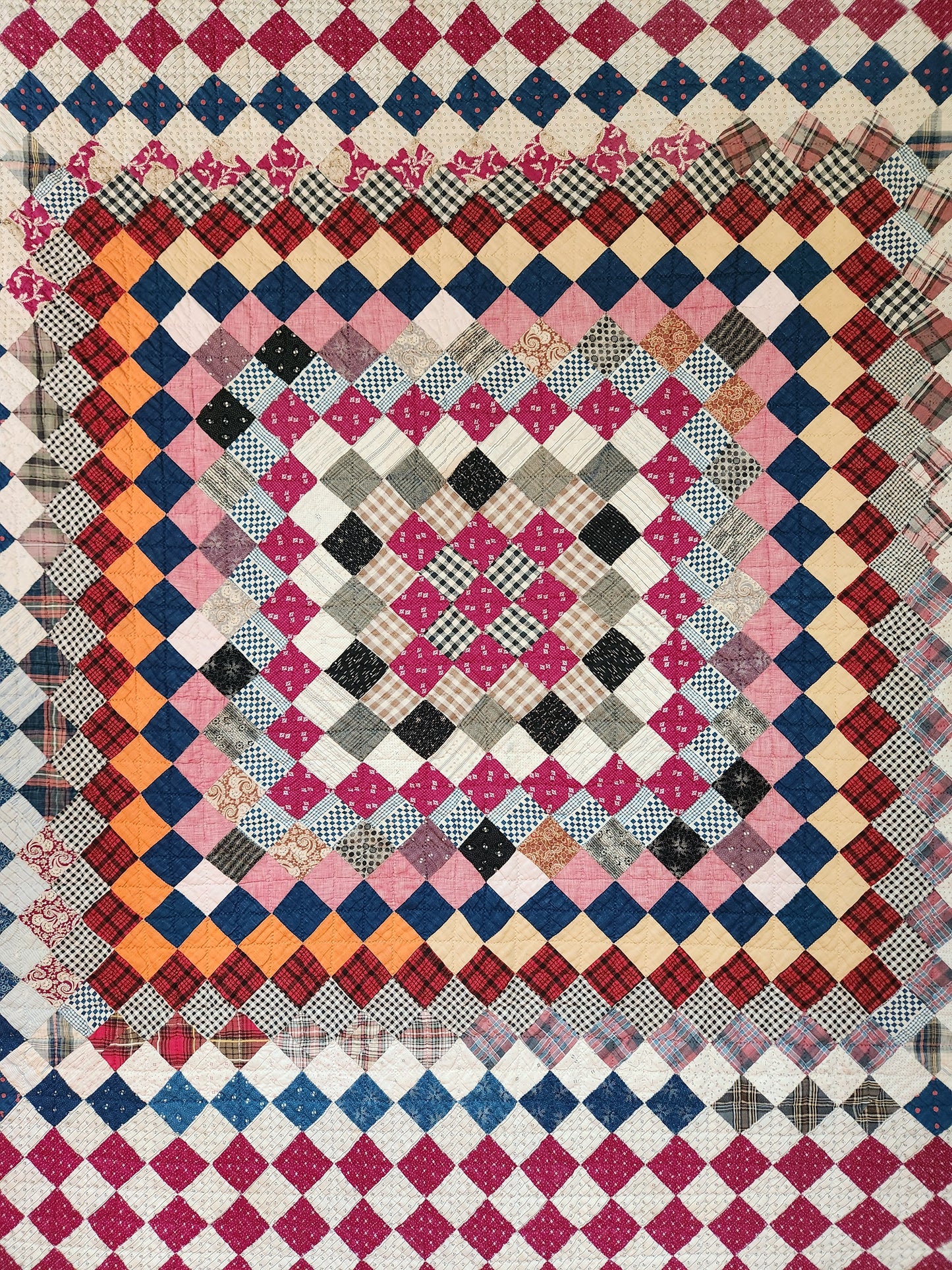 Antique Trip Around the World Quilt c1890