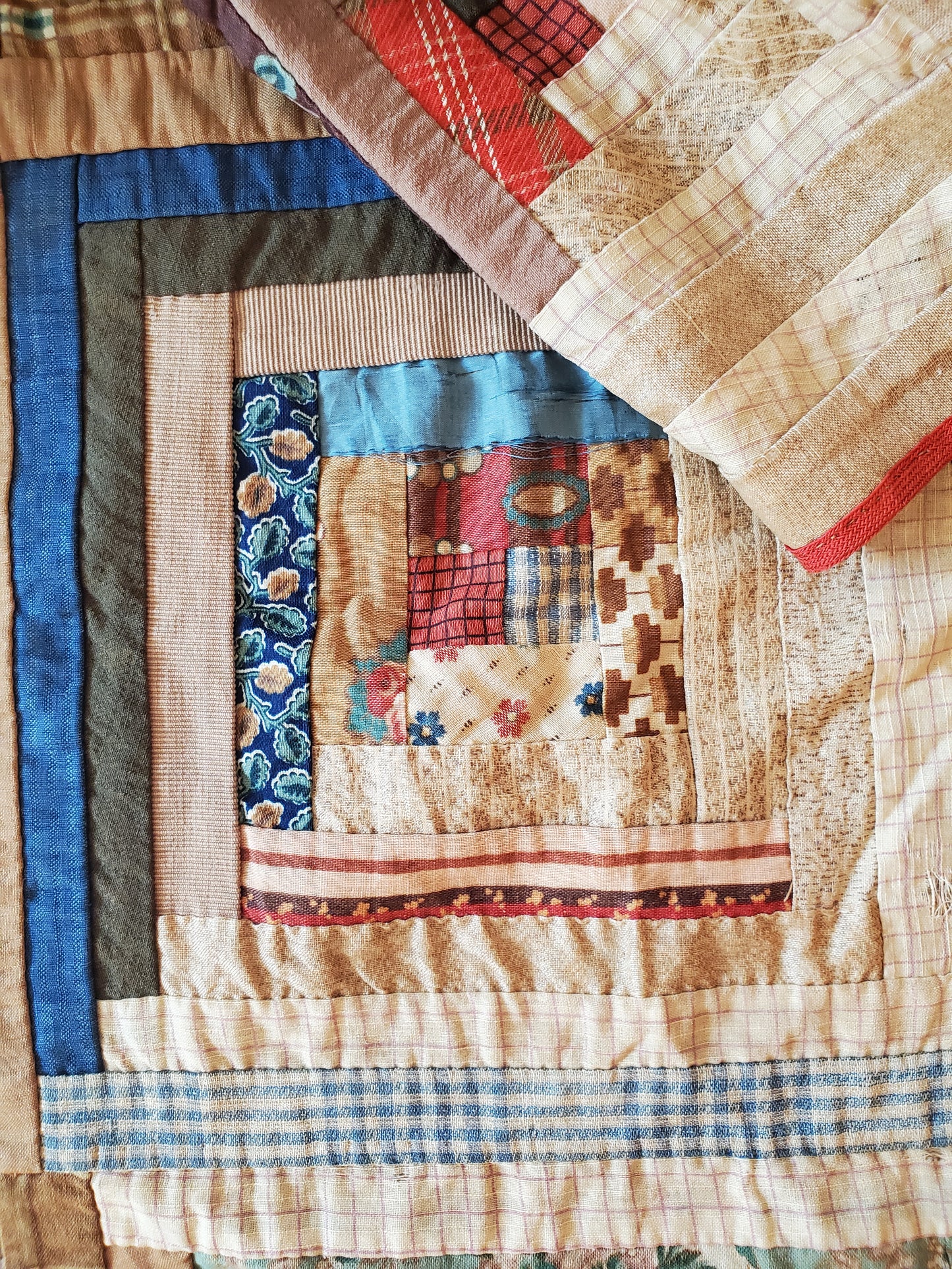 19th Century Antique Log Cabin Quilt