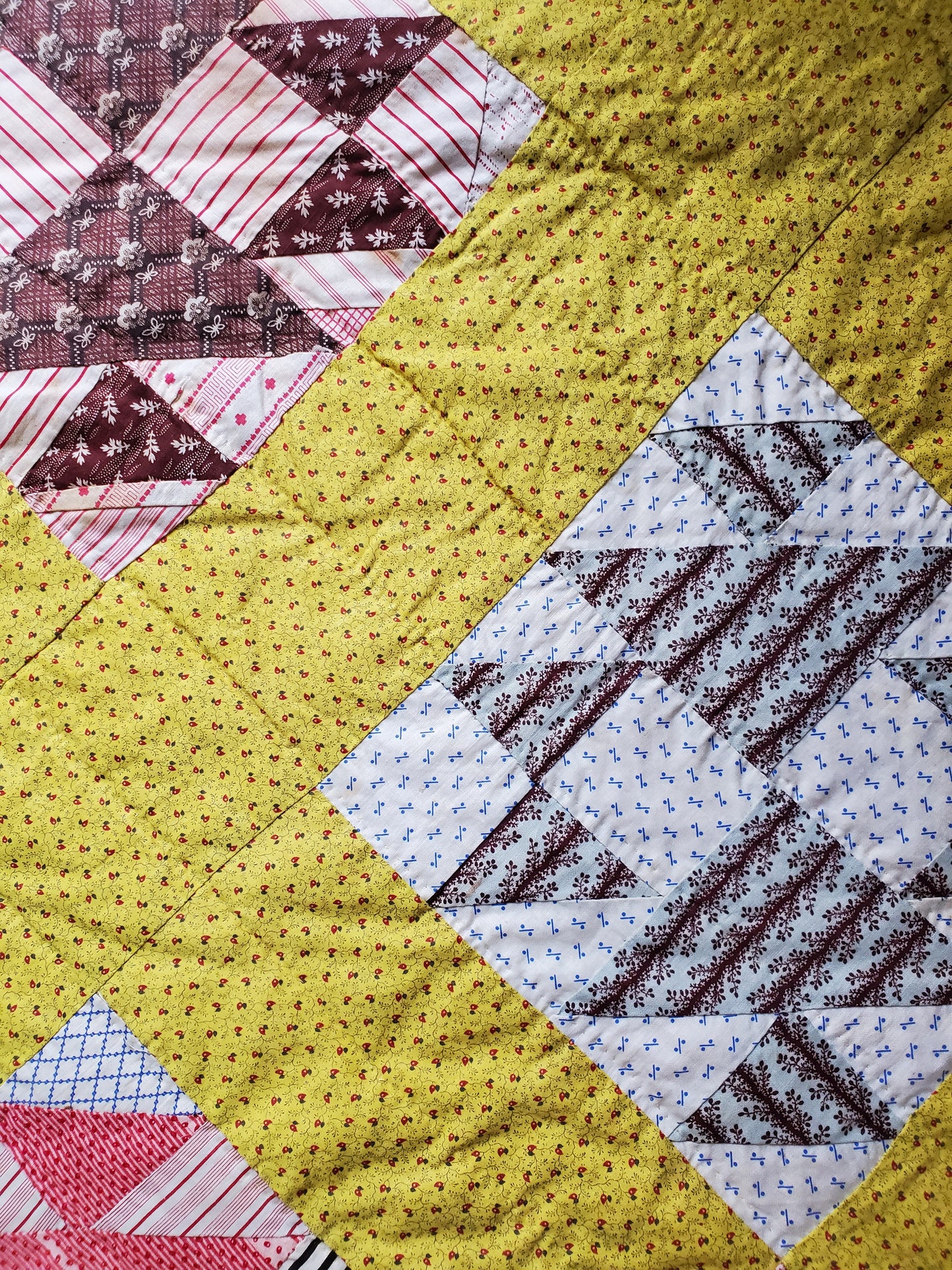 Yellow Calico Antique Quilt