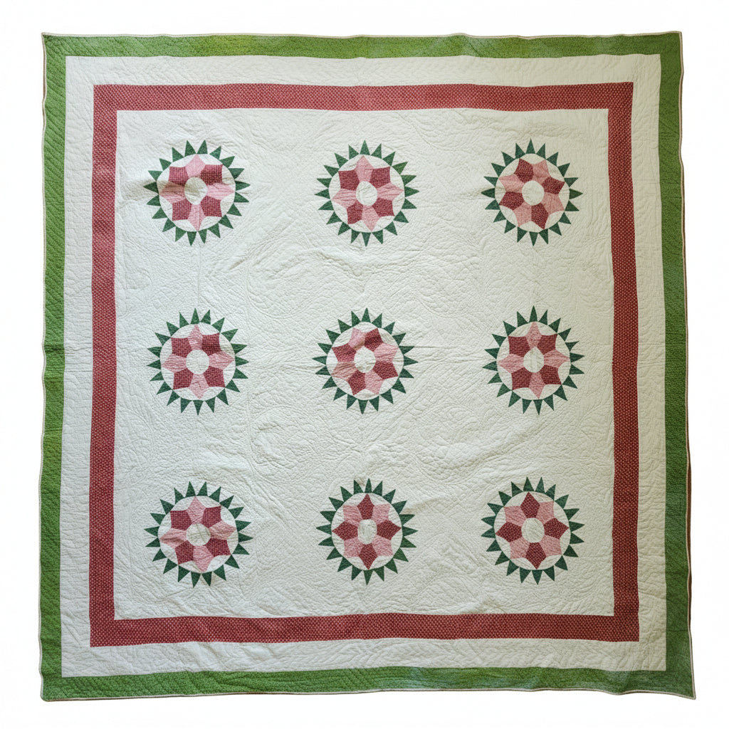 Antique Hex Star Quilt c1860
