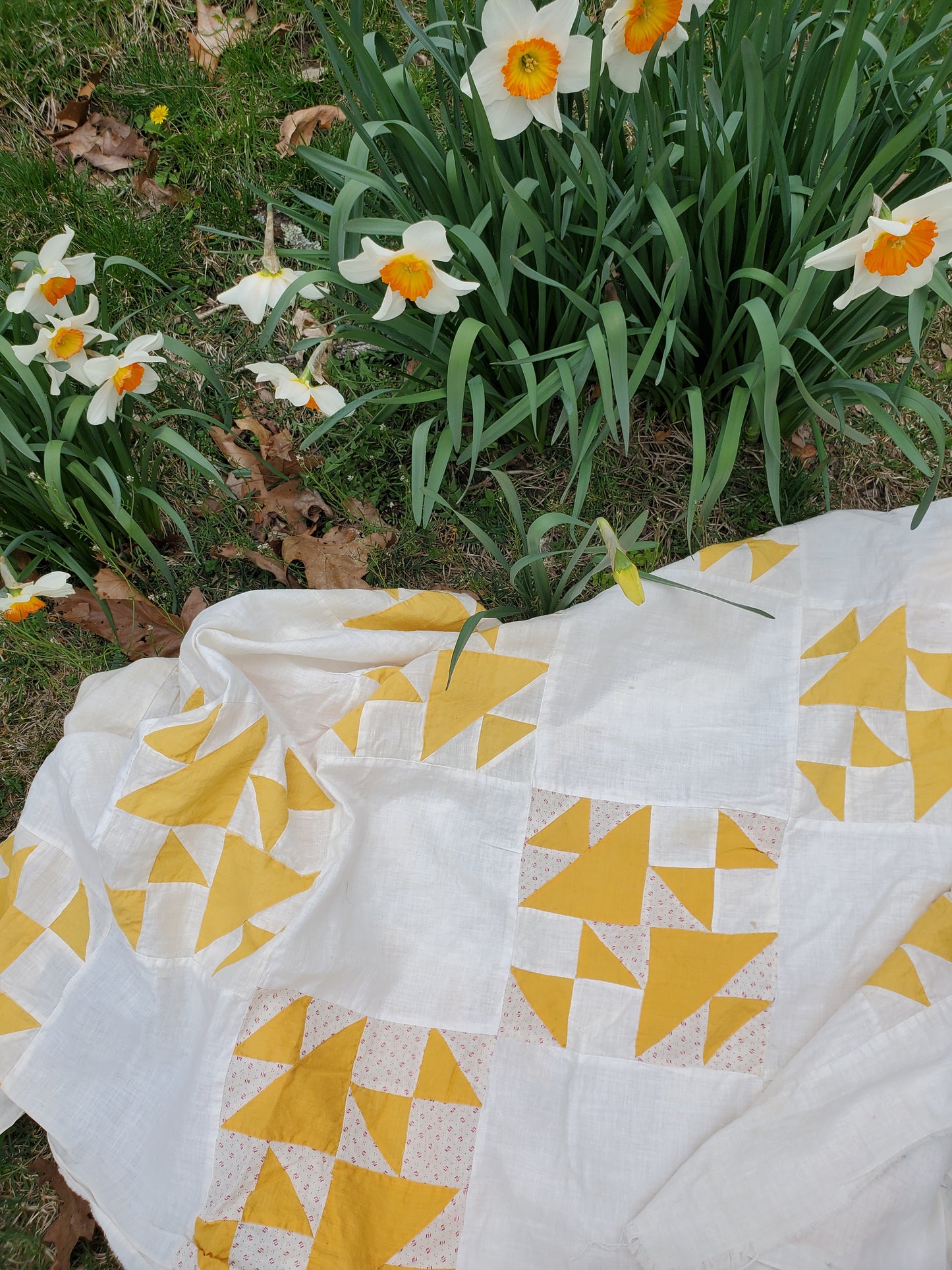 Yellow & White Double X Quilt Top