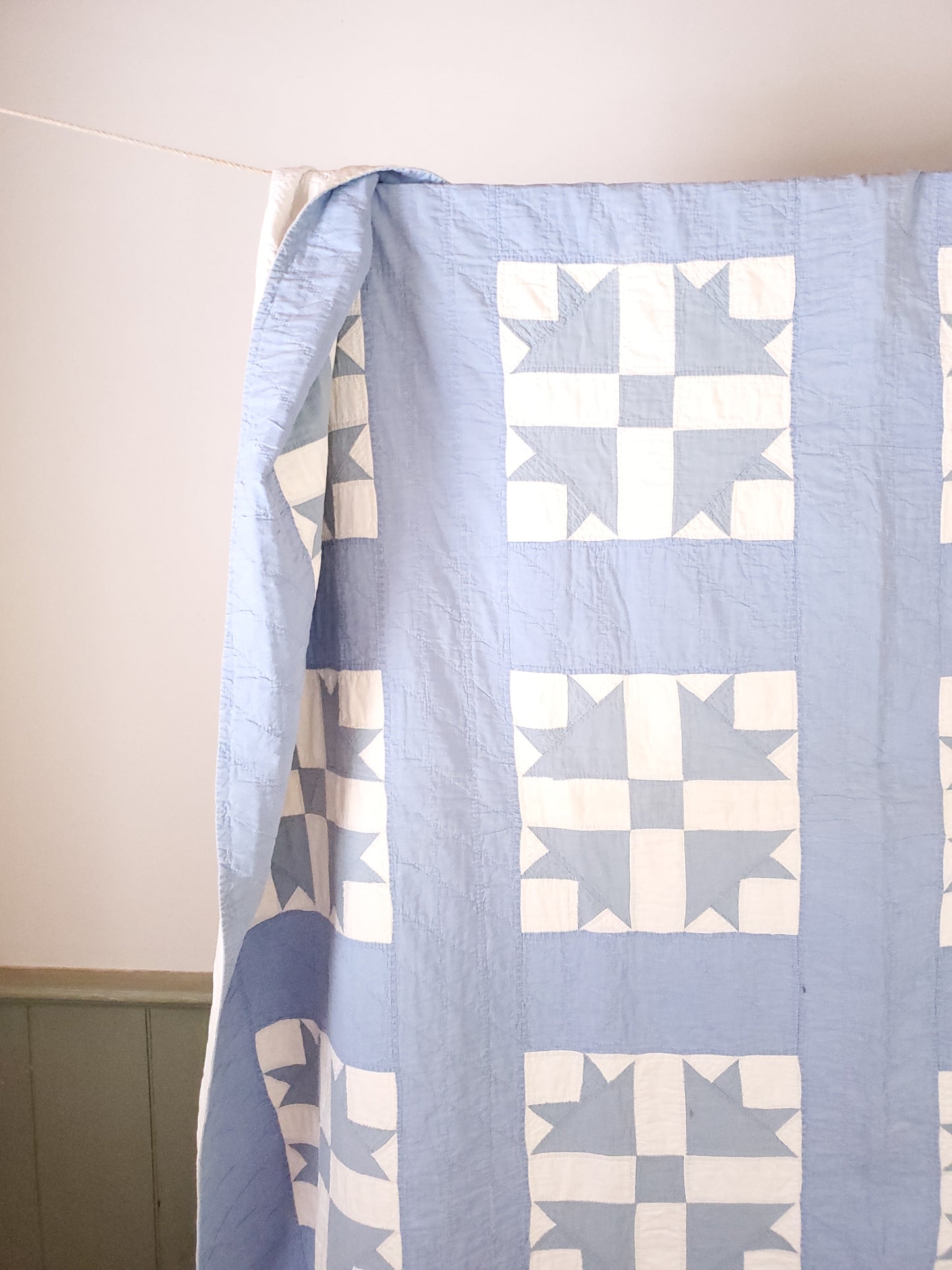 Blue and White Vintage Goose Tracks Quilt