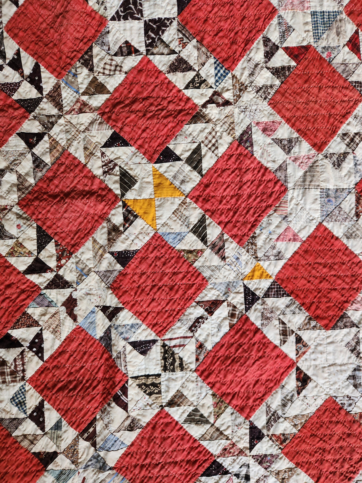 Antique Turkey Red Ocean Waves Quilt c1880