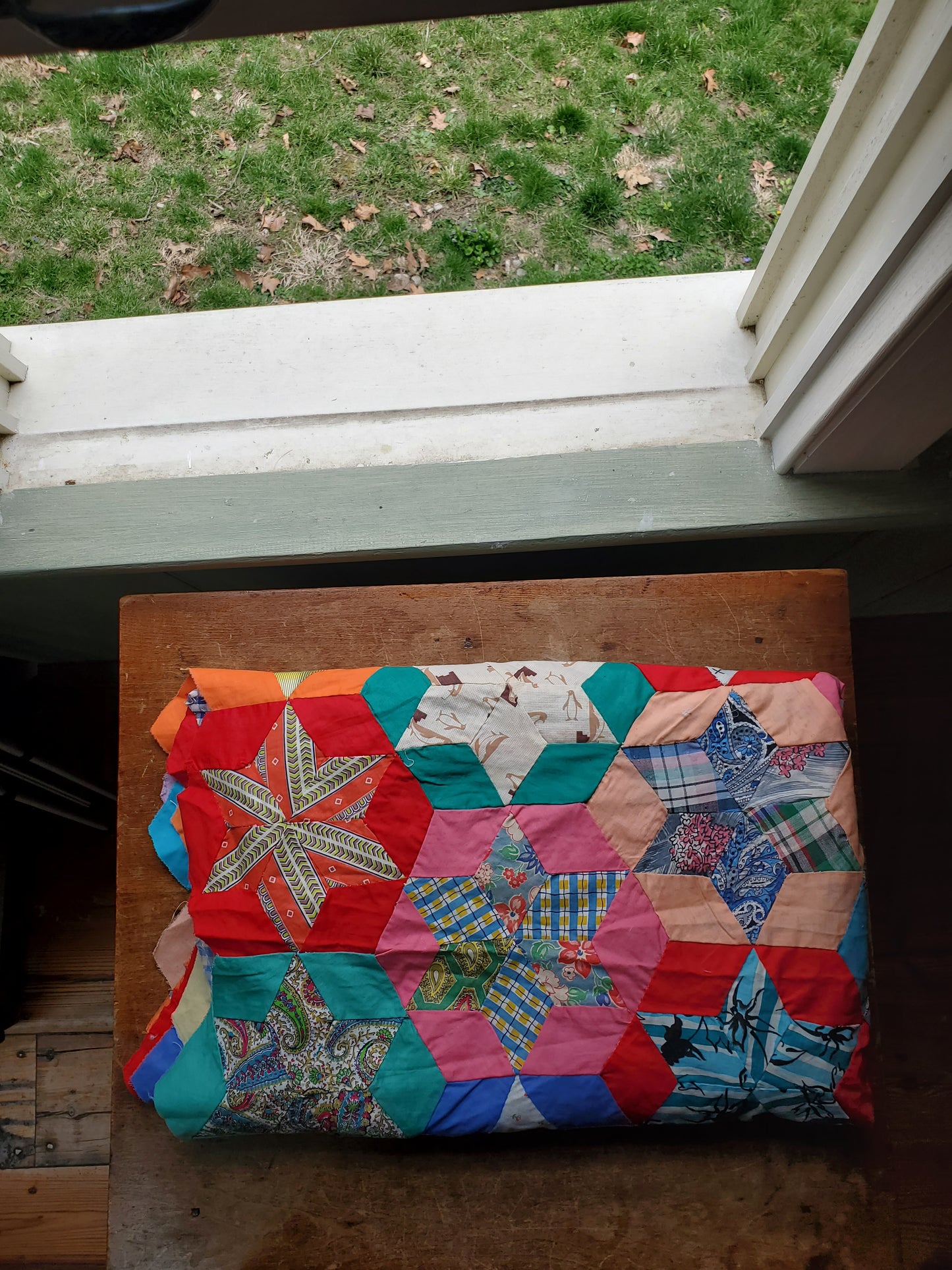 Vintage Stars Feed Sack Quilt Top