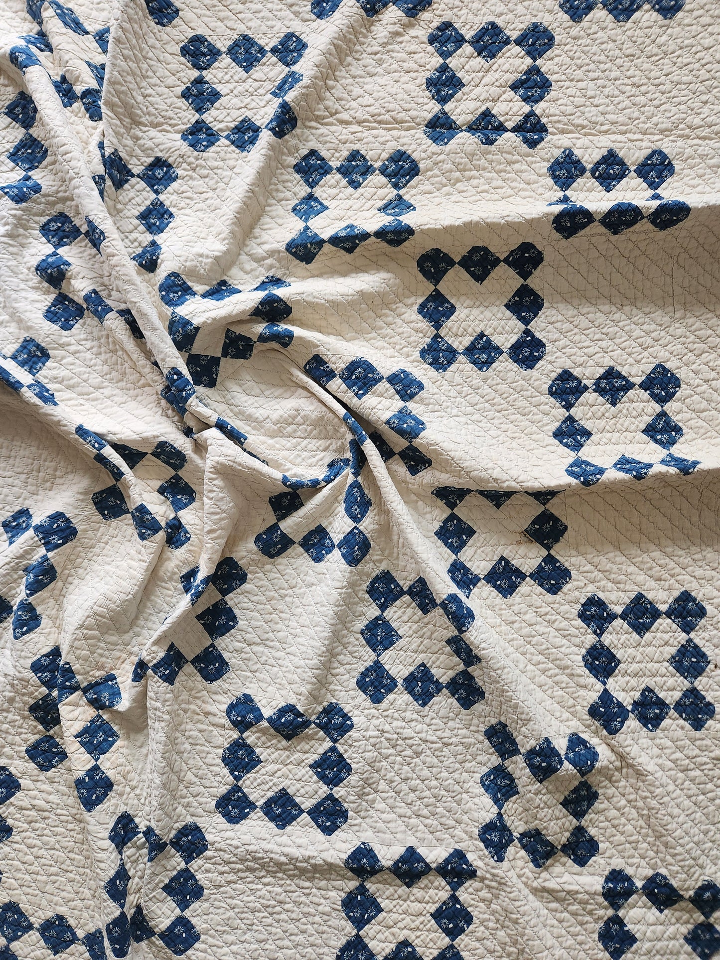 Antique 19th Century Indigo & White Patchwork Quilt