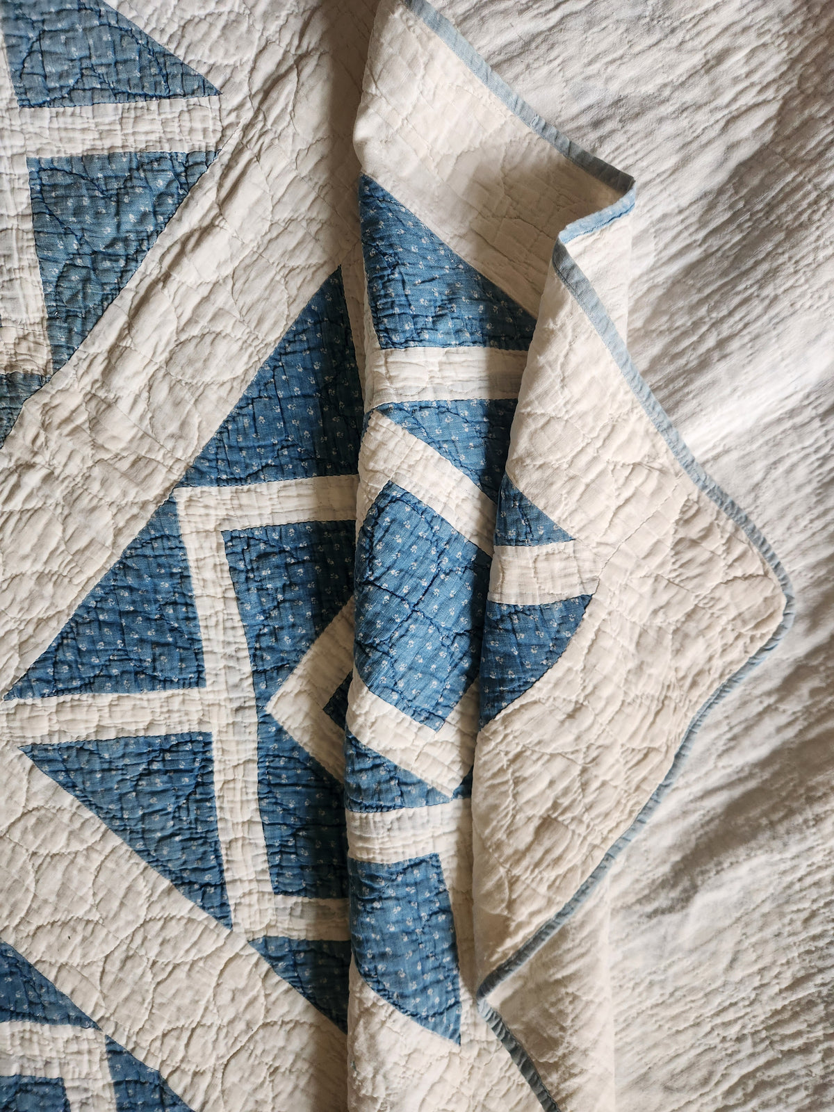 Blue & White Antique Quilt c1900