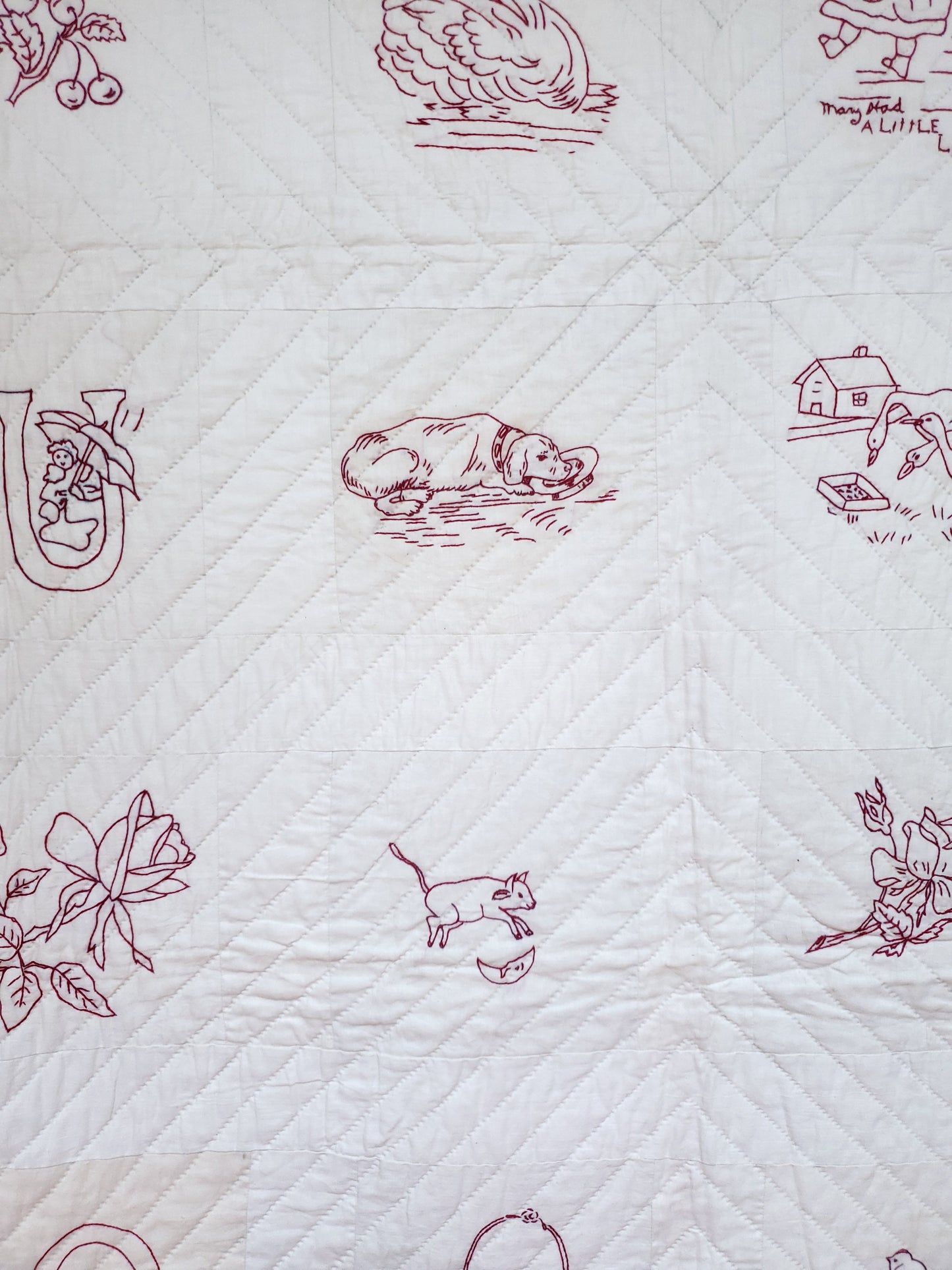 Redwork Vintage Quilt ca 1930