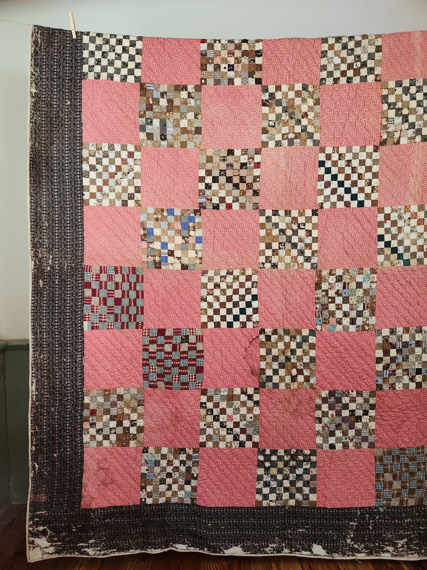 Inscribed Antique Postage Stamp Quilt c1911