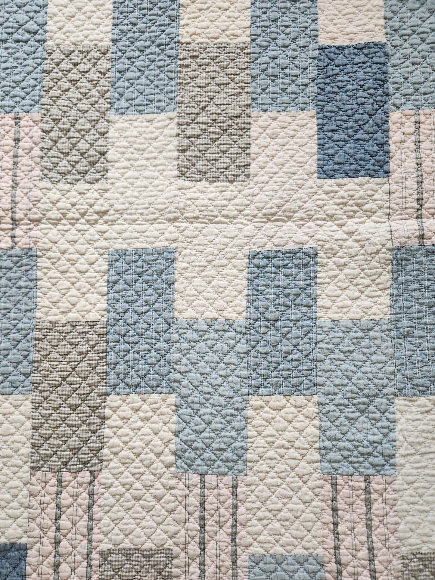 Antique Brickwork Shirting Quilt c1920