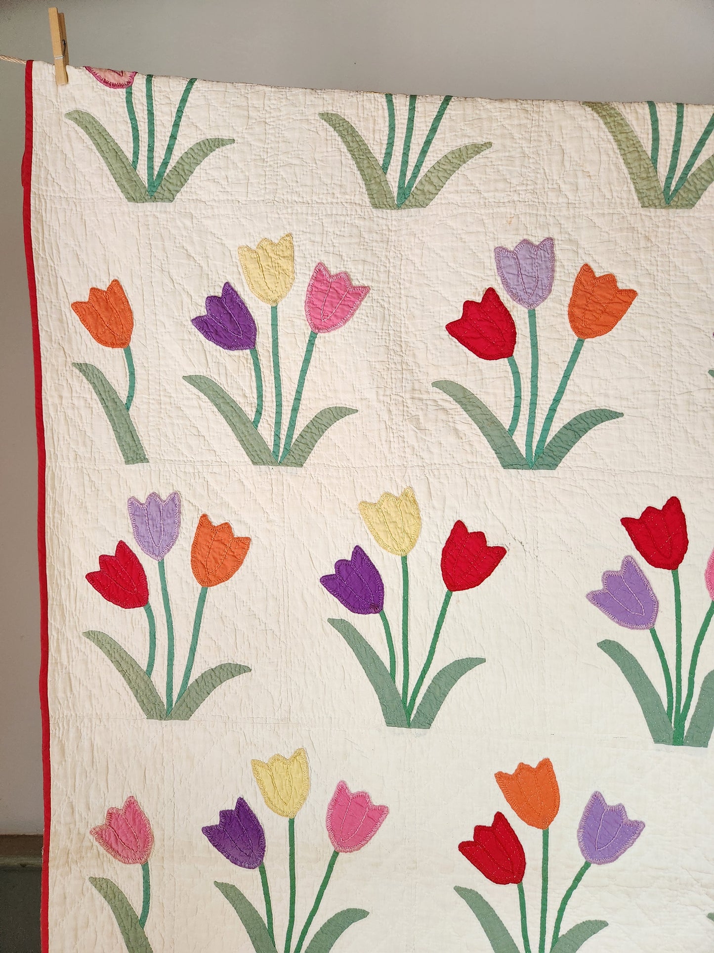 Vintage Tulip Applique Quilt c1930