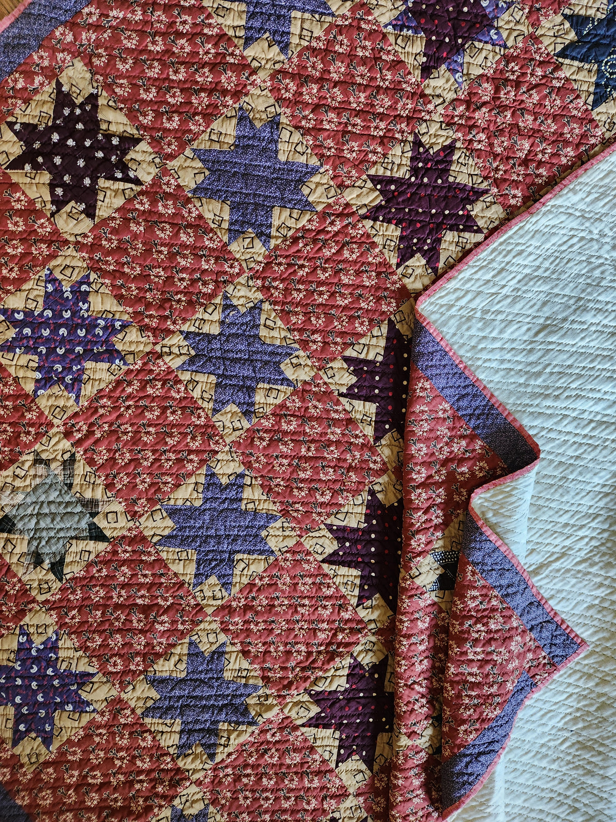 19th Century Purple Evening Star Quilt