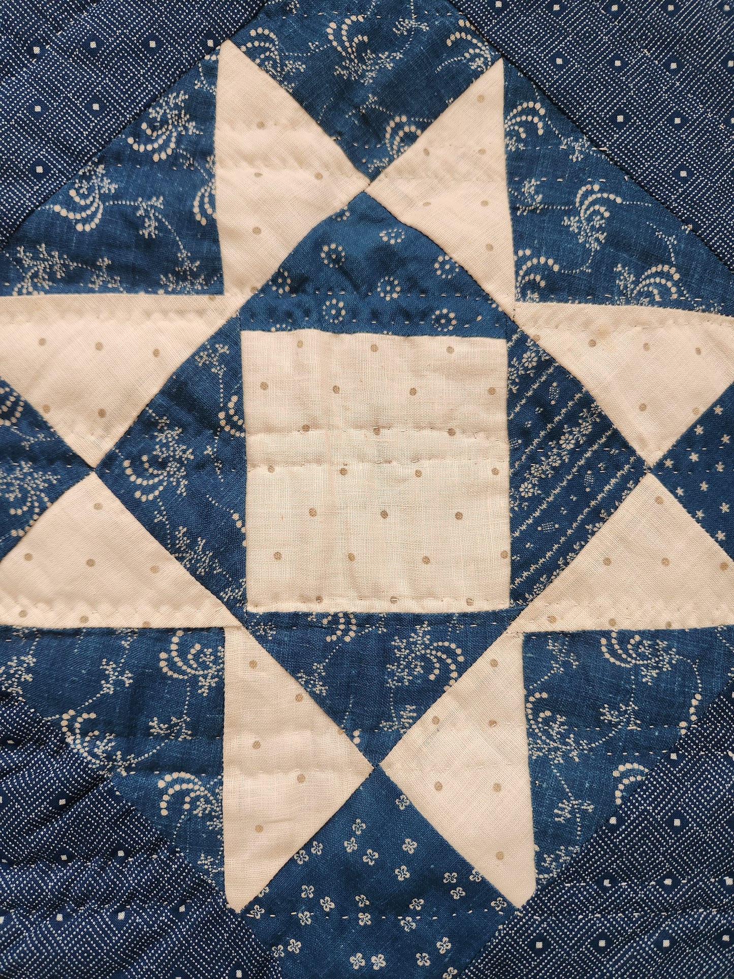 Blue Antique Ohio Star Quilt c1900