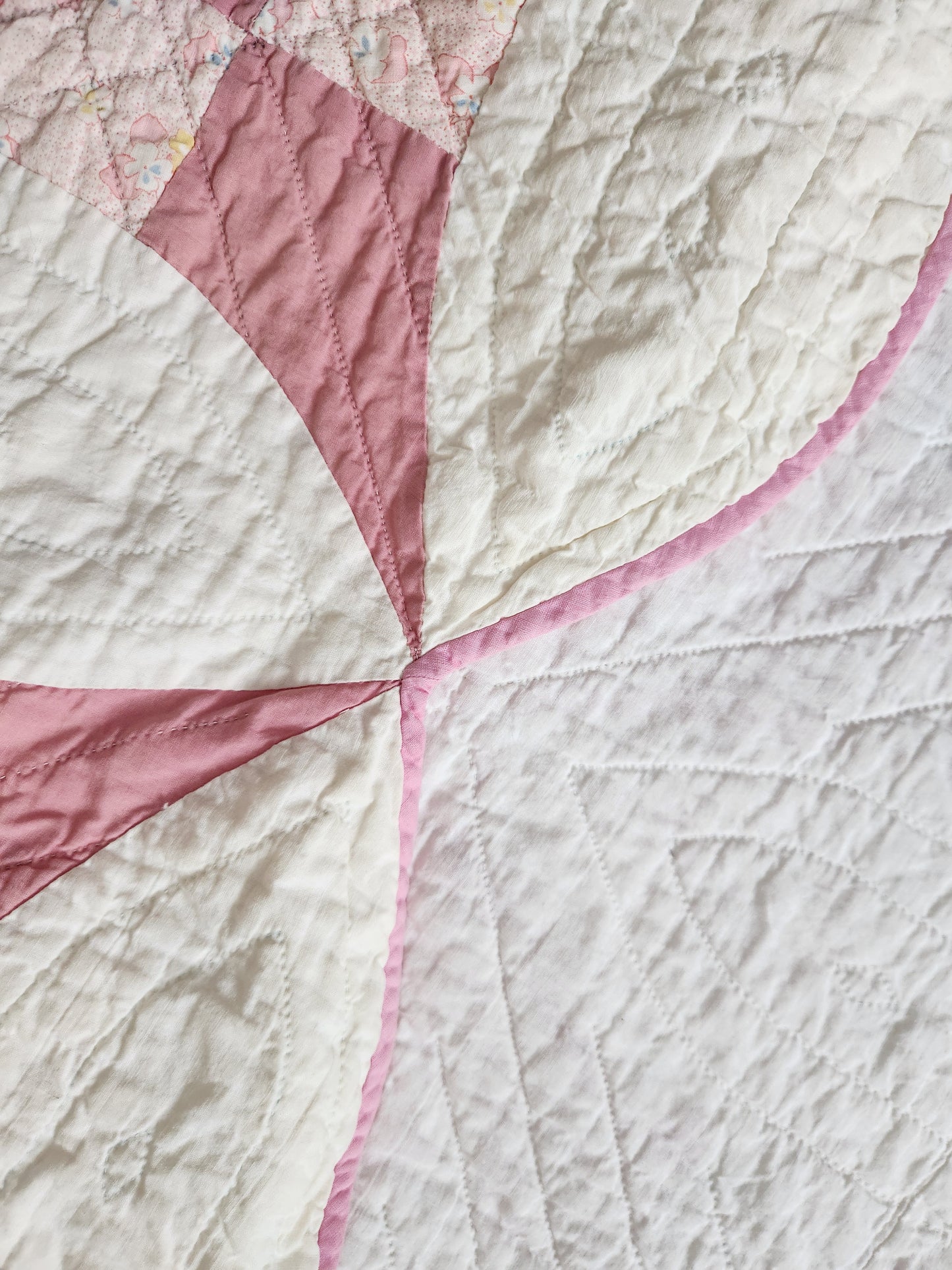 Vintage Pink Improved Nine Patch Quilt 1940