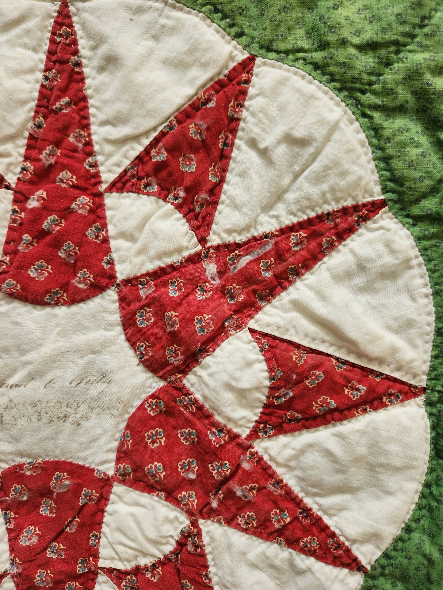 Antique Chips and Whetstone Album Quilt with 36 Name Stamps c1850