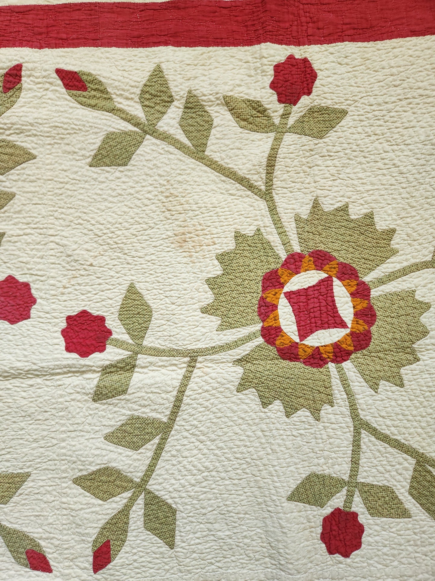19th Century Antique Applique Whig Rose Quilt