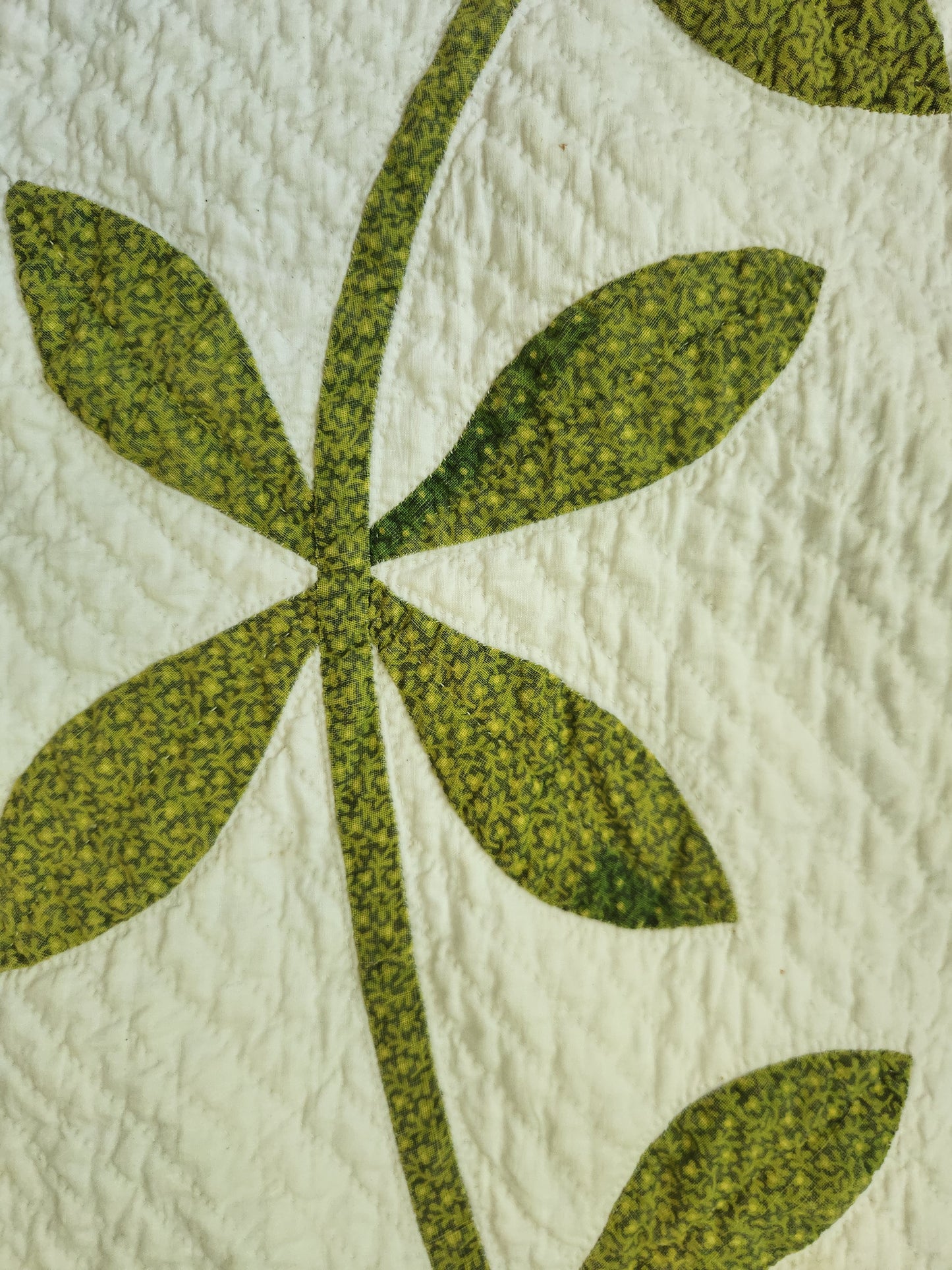 19th Century Green and White Lily Quilt