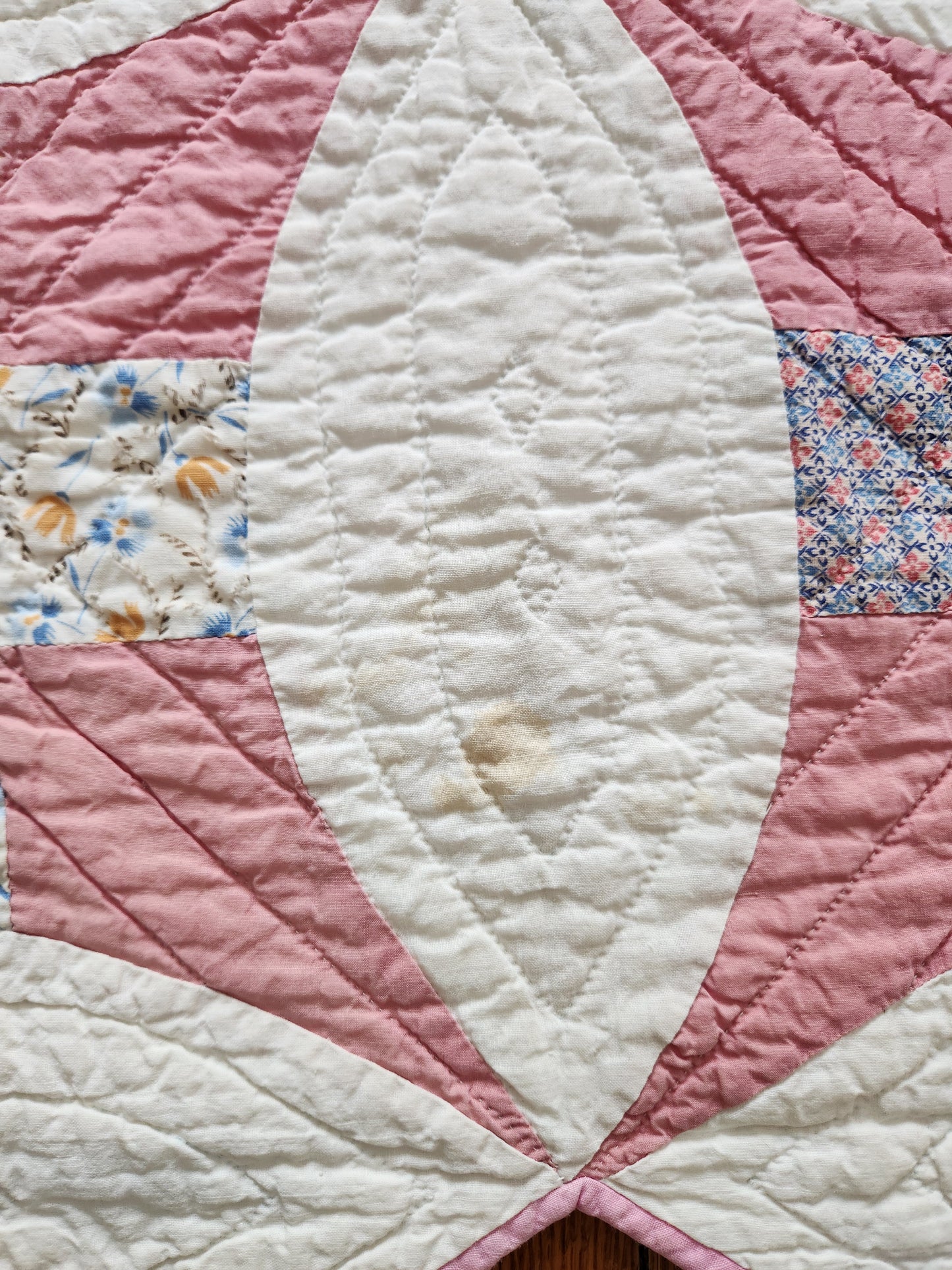 Vintage Pink Improved Nine Patch Quilt 1940