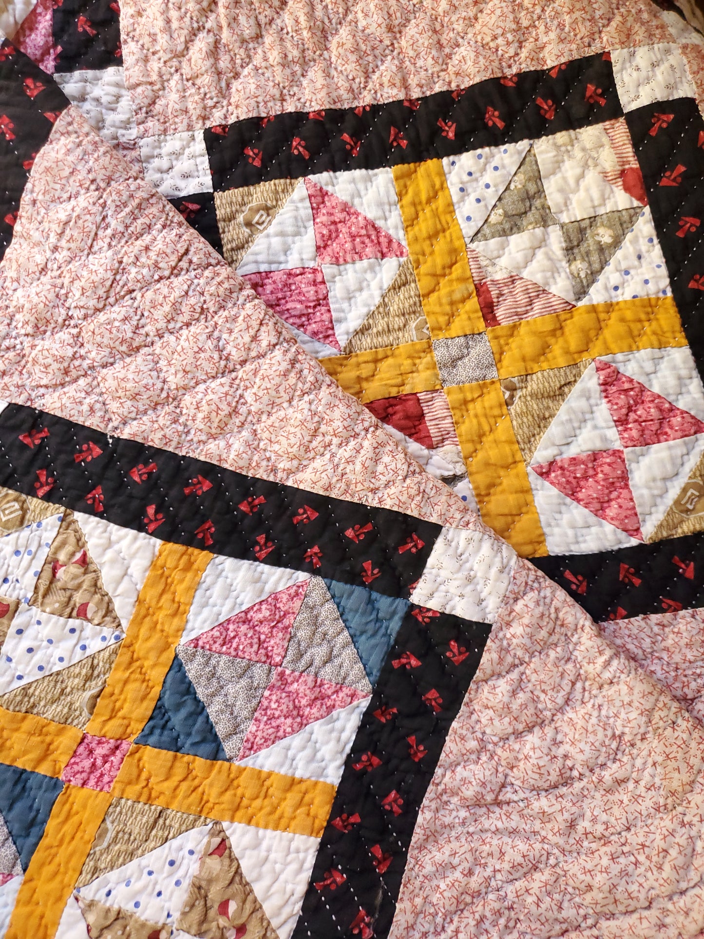 Black and Cheddar Antique Quilt