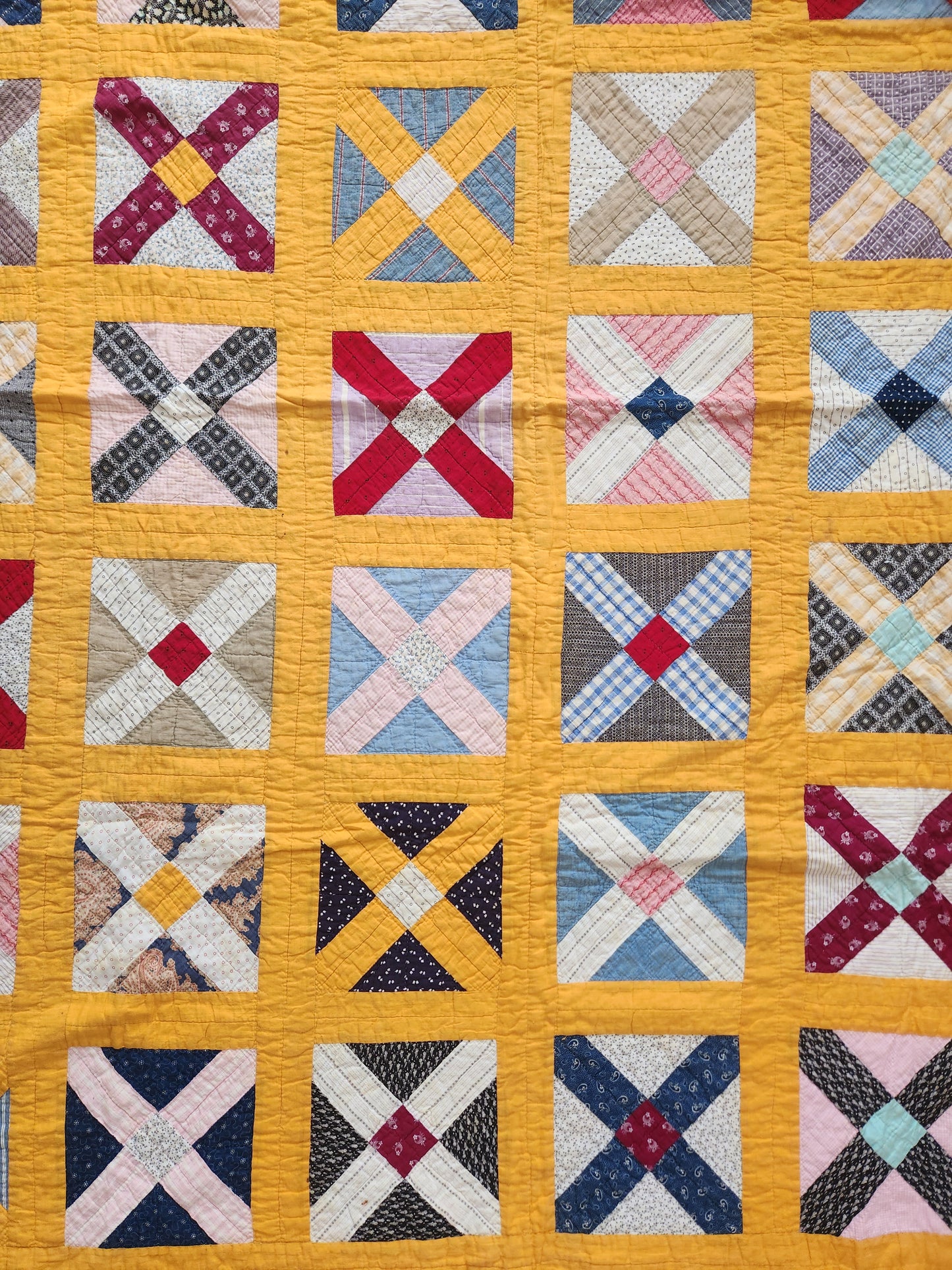 Antique Old Italian Block Quilt c1900