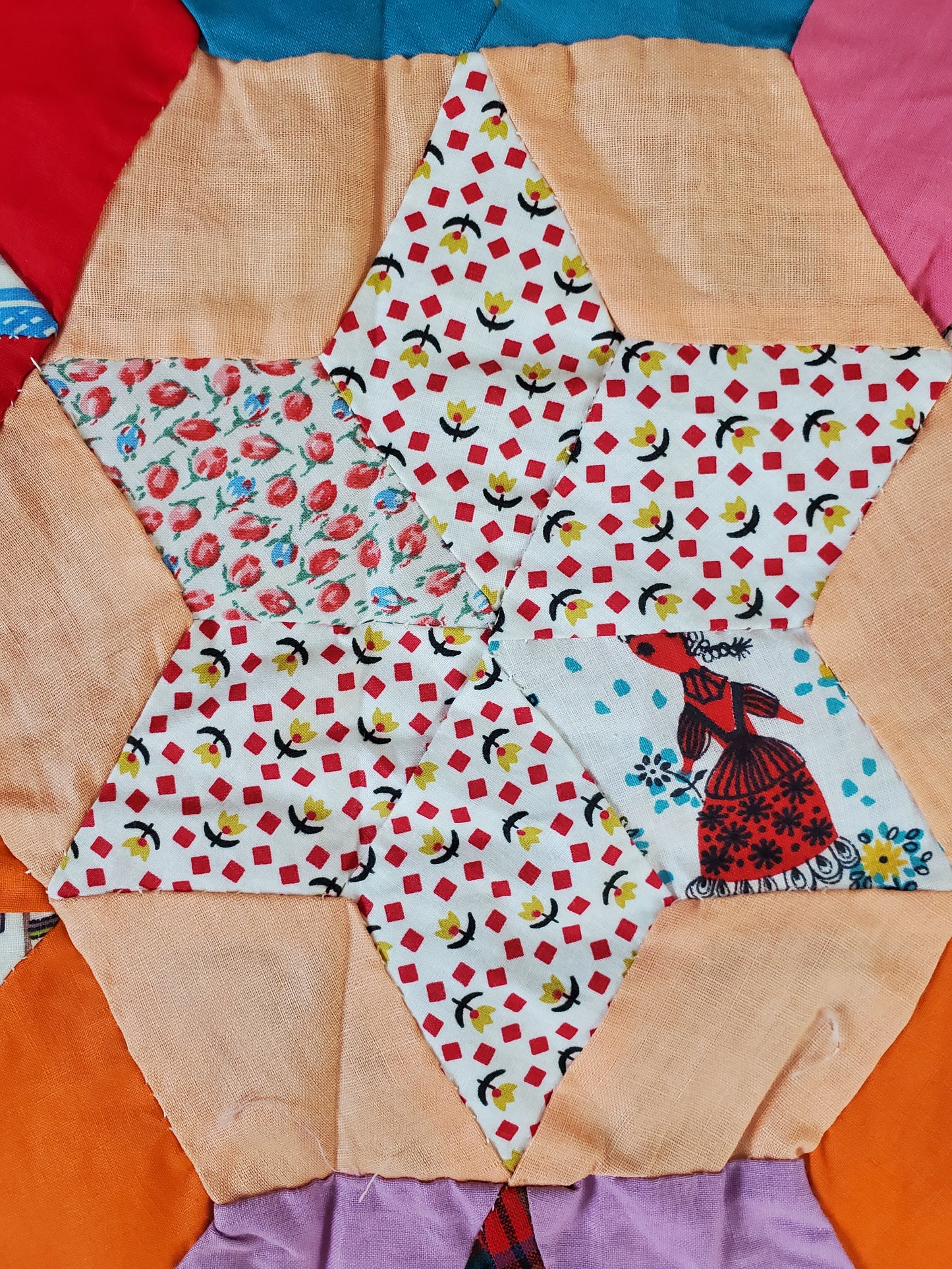 Vintage Stars Feed Sack Quilt Top