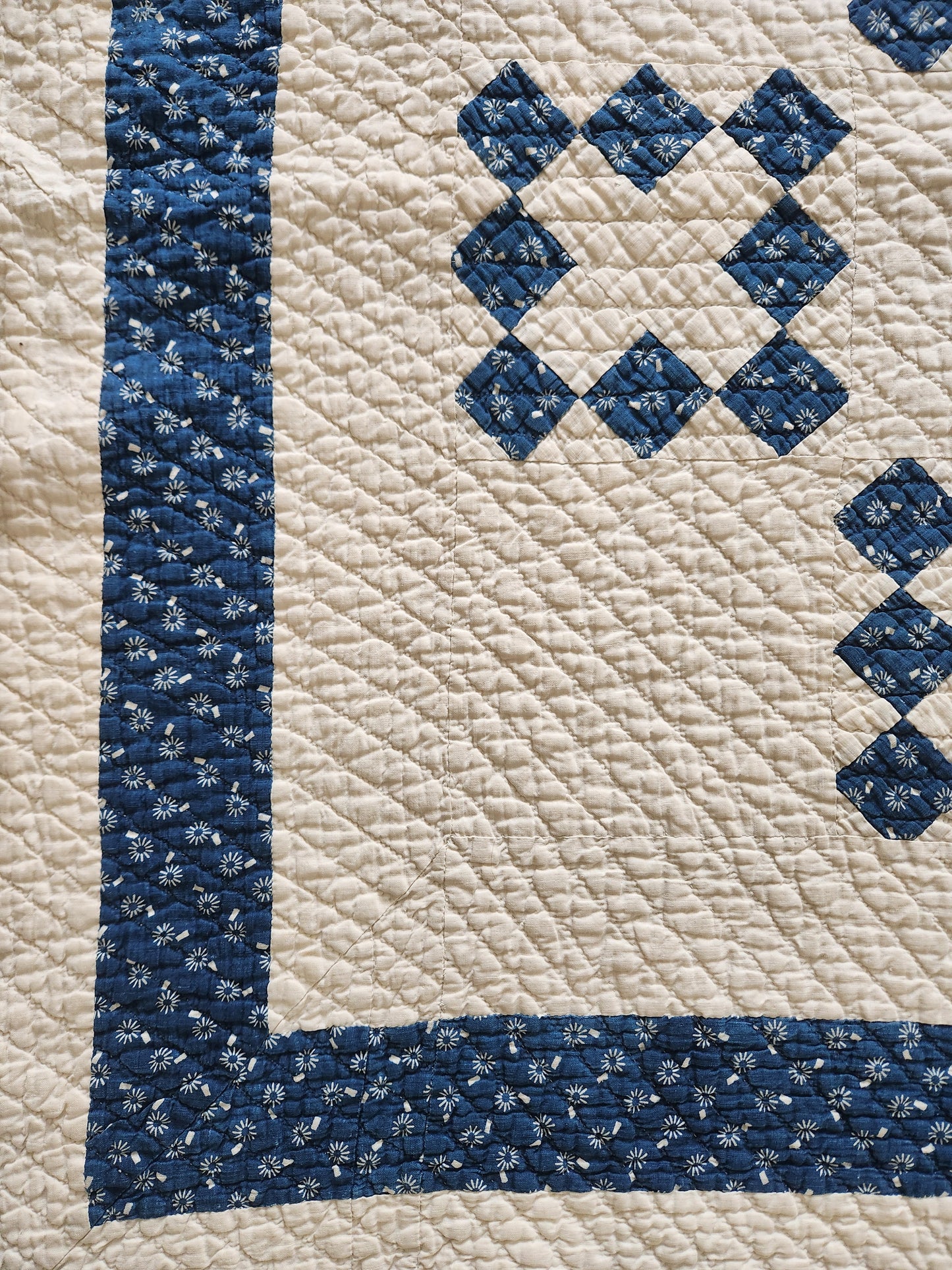 Antique 19th Century Indigo & White Patchwork Quilt