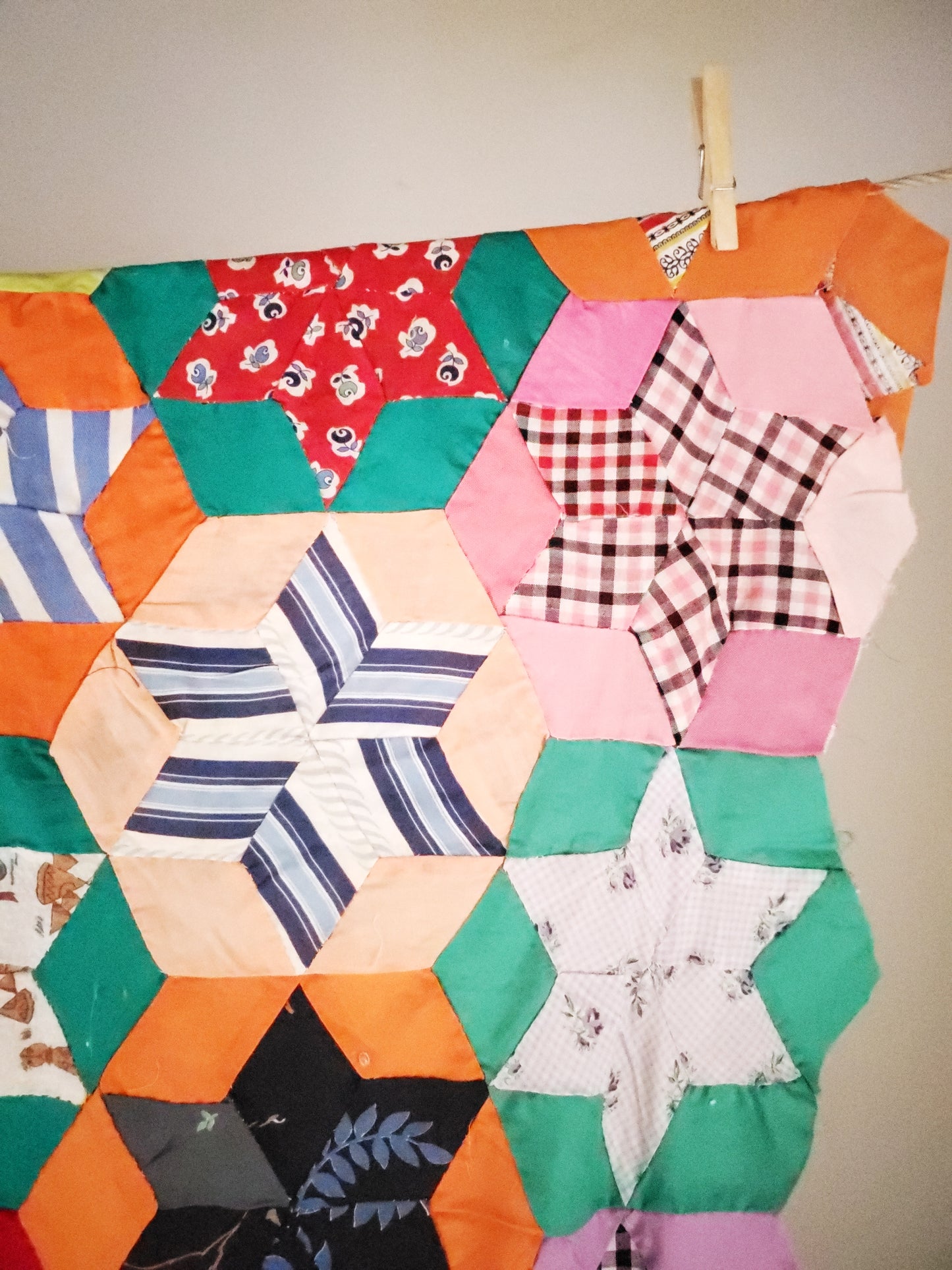 Vintage Stars Feed Sack Quilt Top