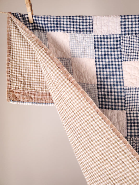 Antique 9 Patch Quilt, Gingham